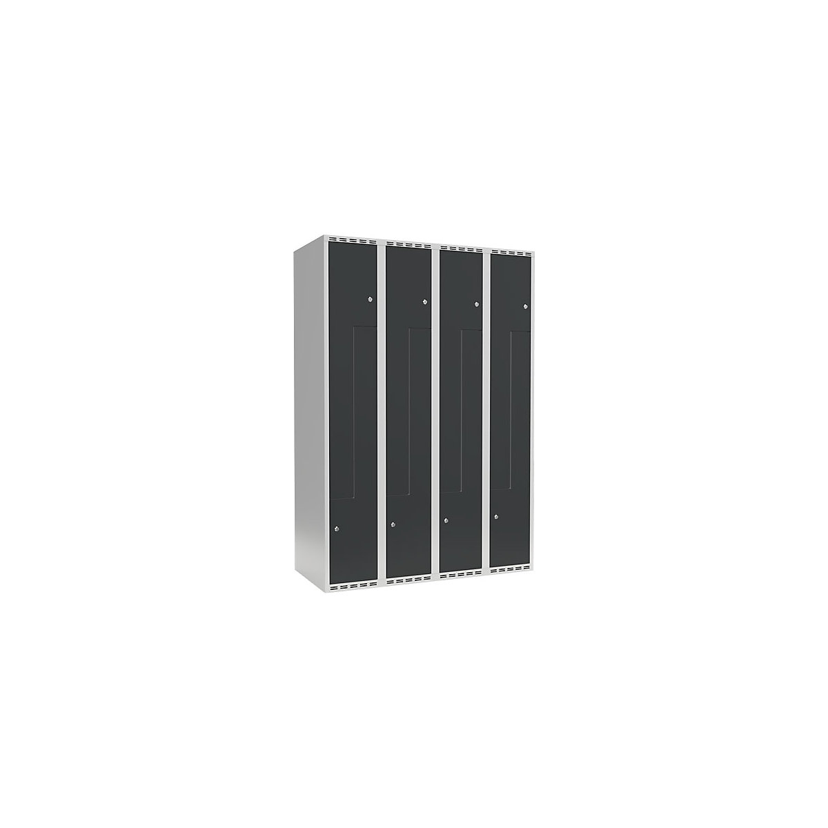 Cacifo em Z Fydor, 4 compartimentos, cinzento claro/cinzento, L 1200 mm, 4 compartimentos, forma de teto plano, fecho de argola-0