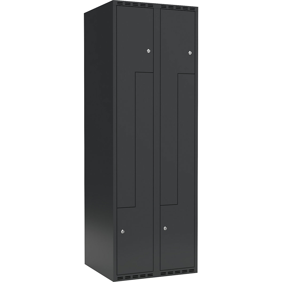 Cacifo em Z Fydor, 2 compartimentos, cinzento, L 600 mm, 2 compartimentos, forma de teto plano, fechadura de cilindro-0