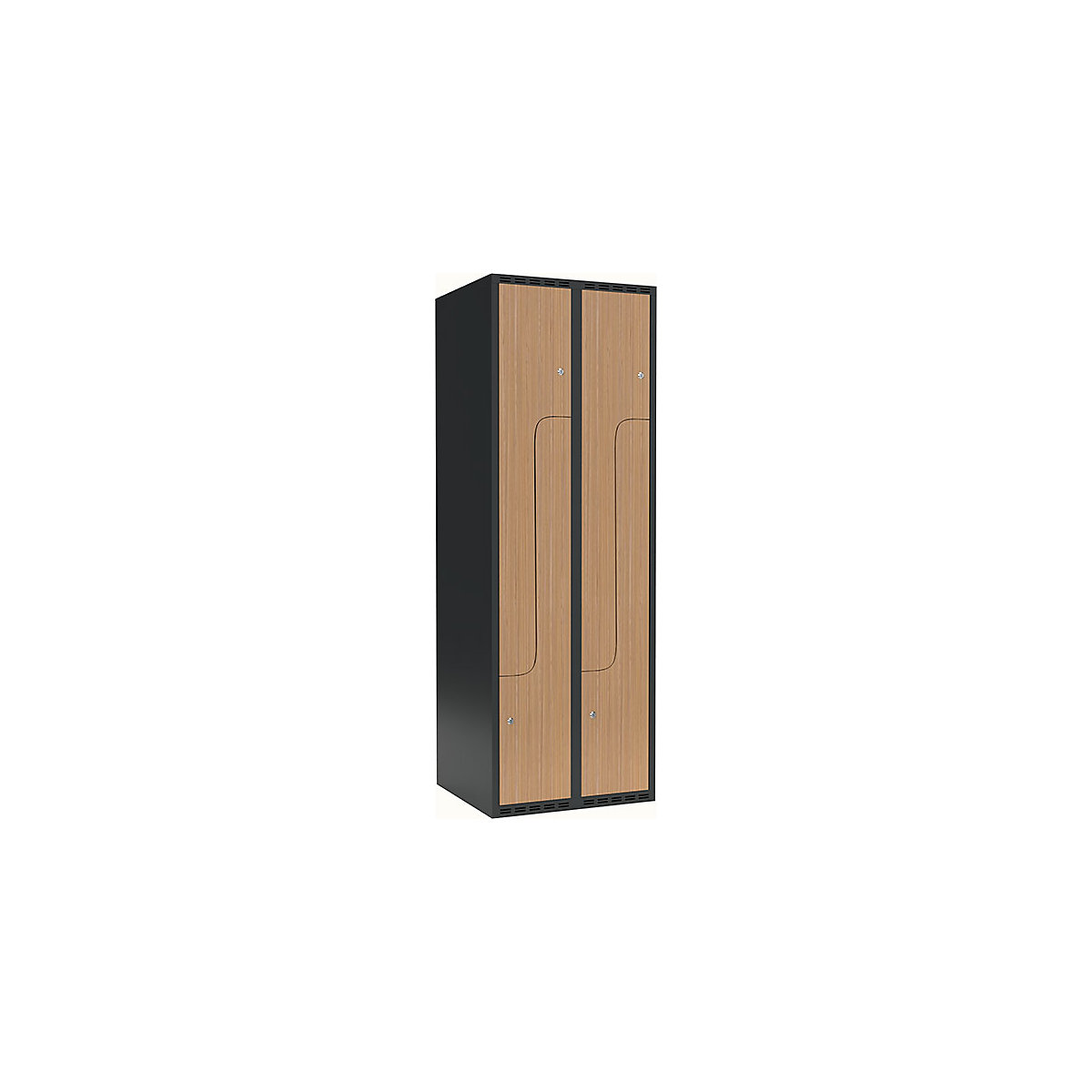 Cacifo em Z Fydor, 2 compartimentos, cinzento/carvalho, L 600 mm, 2 compartimentos, forma de teto plano, fechadura de cilindro-0