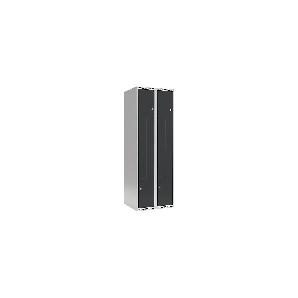 Cacifo em Z Fydor, 2 compartimentos, cinzento claro/cinzento, L 600 mm, 2 compartimentos, forma de teto plano, fechadura de cilindro-0