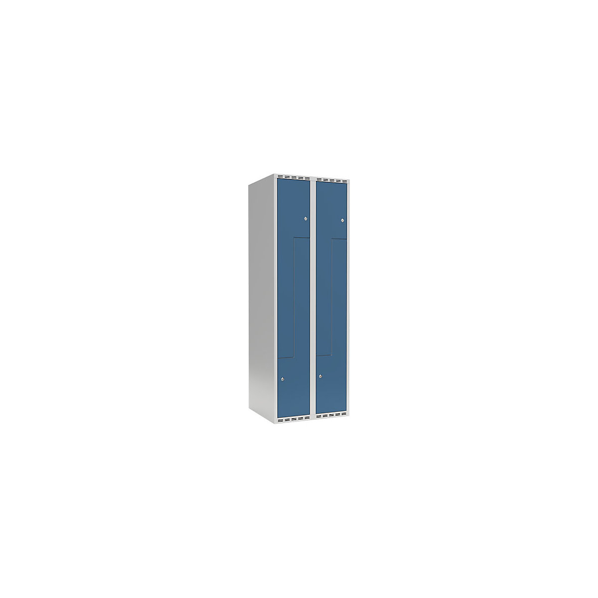 Cacifo em Z Fydor, 2 compartimentos, cinzento claro/azul brilhante, L 600 mm, 2 compartimentos, forma de teto plano, fechadura de cilindro-0