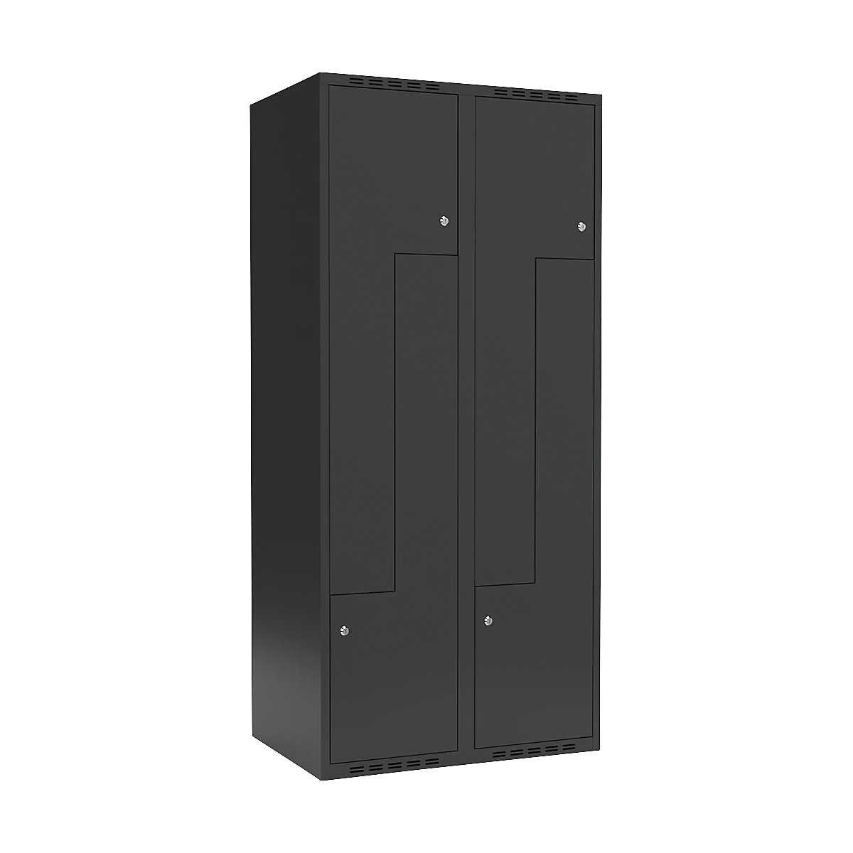 Cacifo em Z Fydor, 2 compartimentos, cinzento, L 800 mm, 2 compartimentos, forma de teto plano, fechadura de cilindro-0