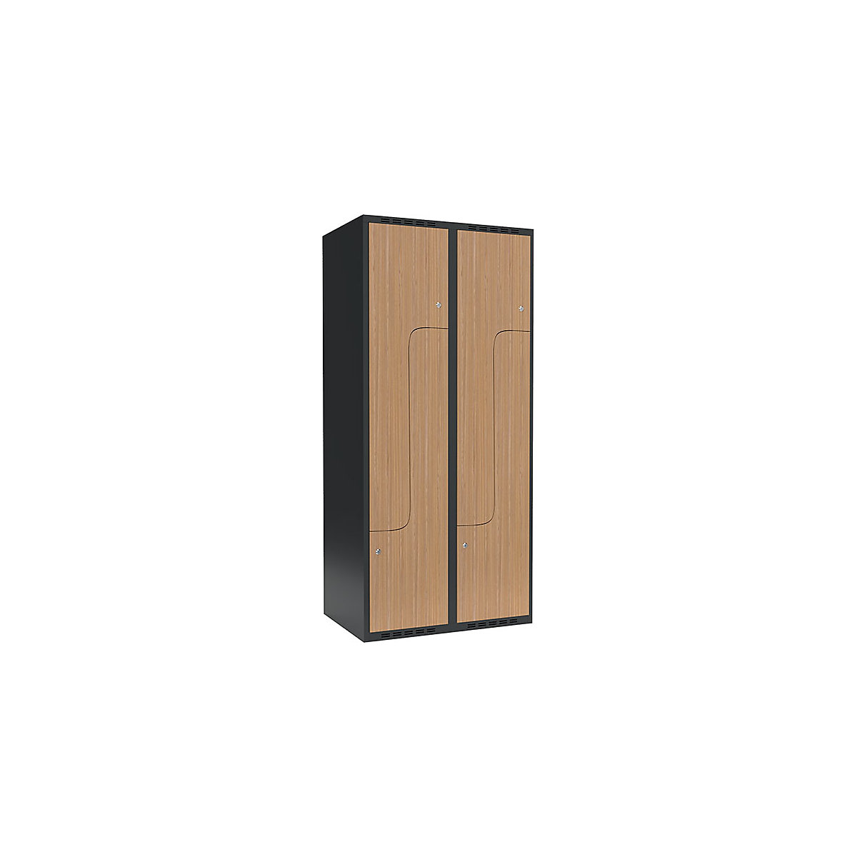 Cacifo em Z Fydor, 2 compartimentos, cinzento/carvalho, L 800 mm, 2 compartimentos, forma de teto plano, fechadura de cilindro-0