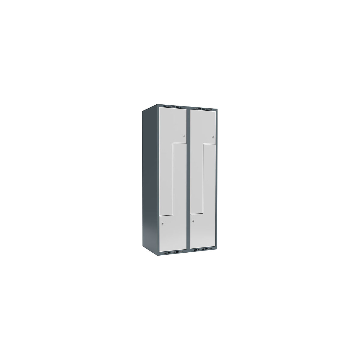 Cacifo em Z Fydor, 2 compartimentos, cinzento azulado/cinzento claro, L 800 mm, 2 compartimentos, forma de teto plano, fechadura de cilindro-0