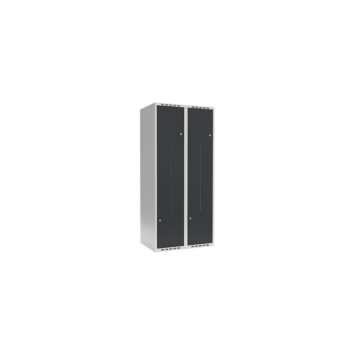Cacifo em Z Fydor, 2 compartimentos, cinzento claro/cinzento, L 800 mm, 2 compartimentos, forma de teto plano, fechadura de cilindro-0