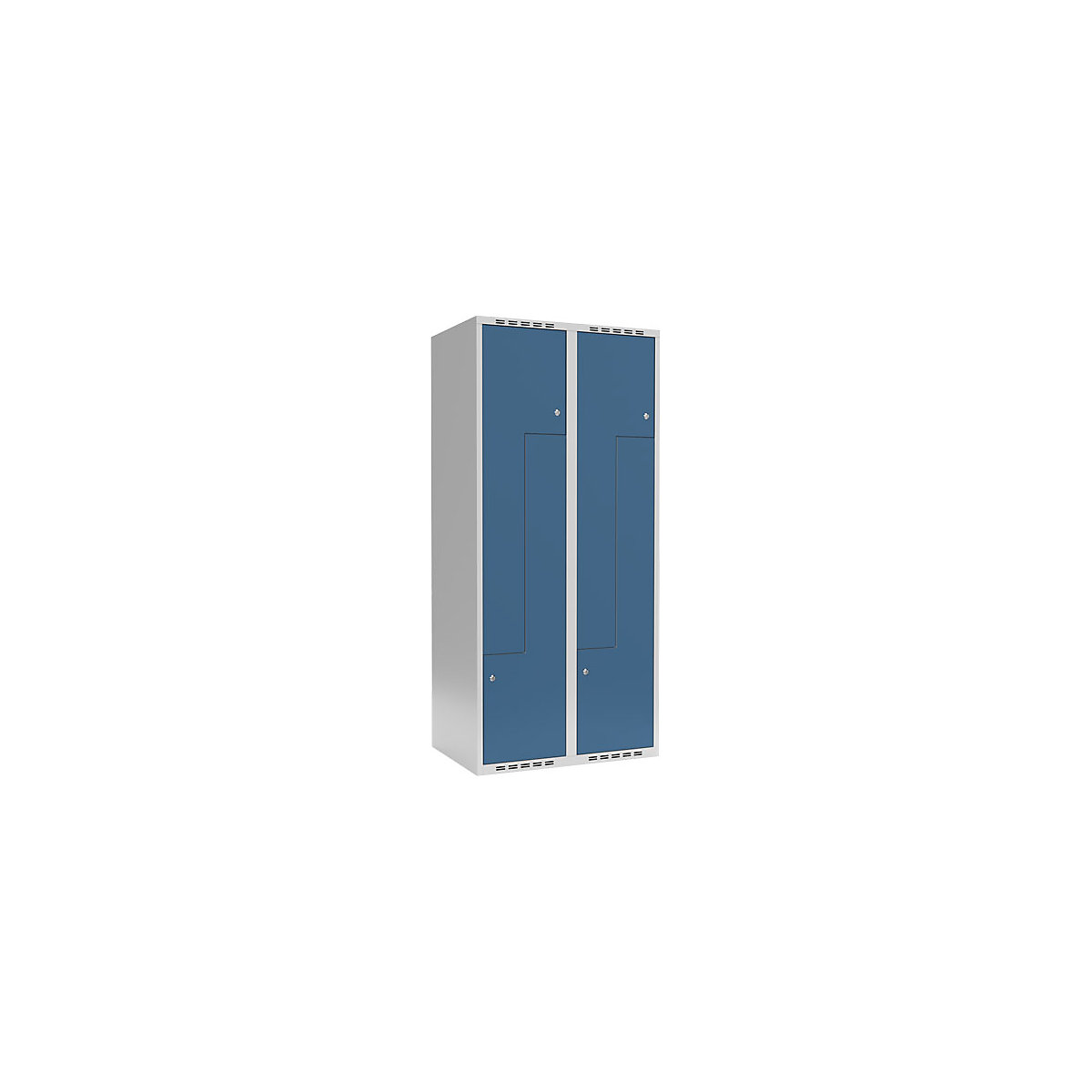 Cacifo em Z Fydor, 2 compartimentos, cinzento claro/azul brilhante, L 800 mm, 2 compartimentos, forma de teto plano, fechadura de cilindro-0