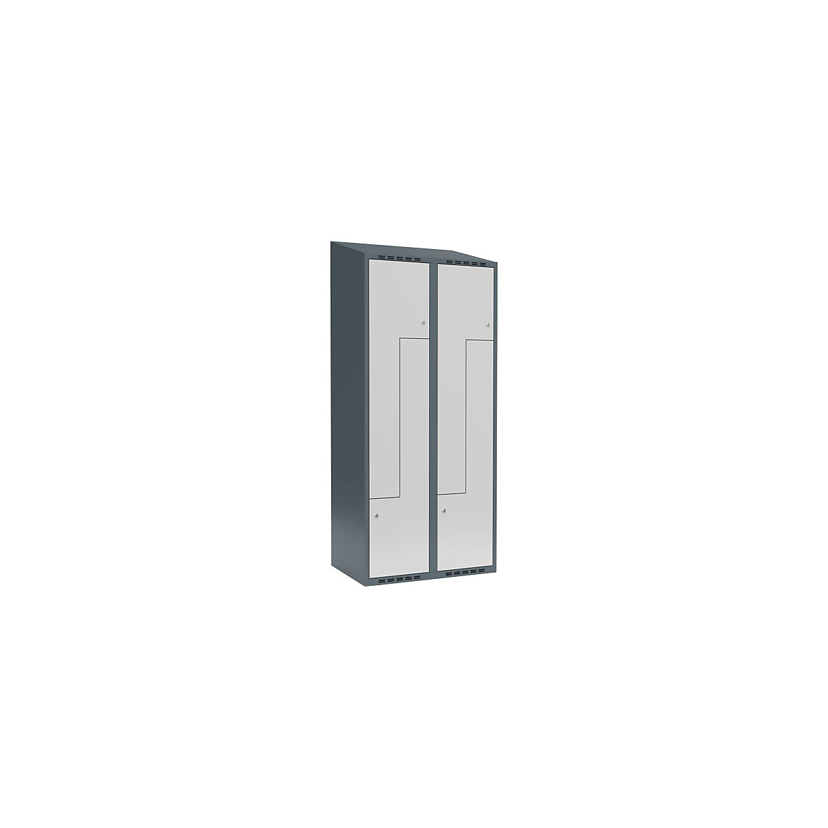 Cacifo em Z Fydor, 2 compartimentos, cinzento azulado/cinzento claro, L 800 mm, 2 compartimentos, forma de teto inclinado, fechadura de cilindro-0