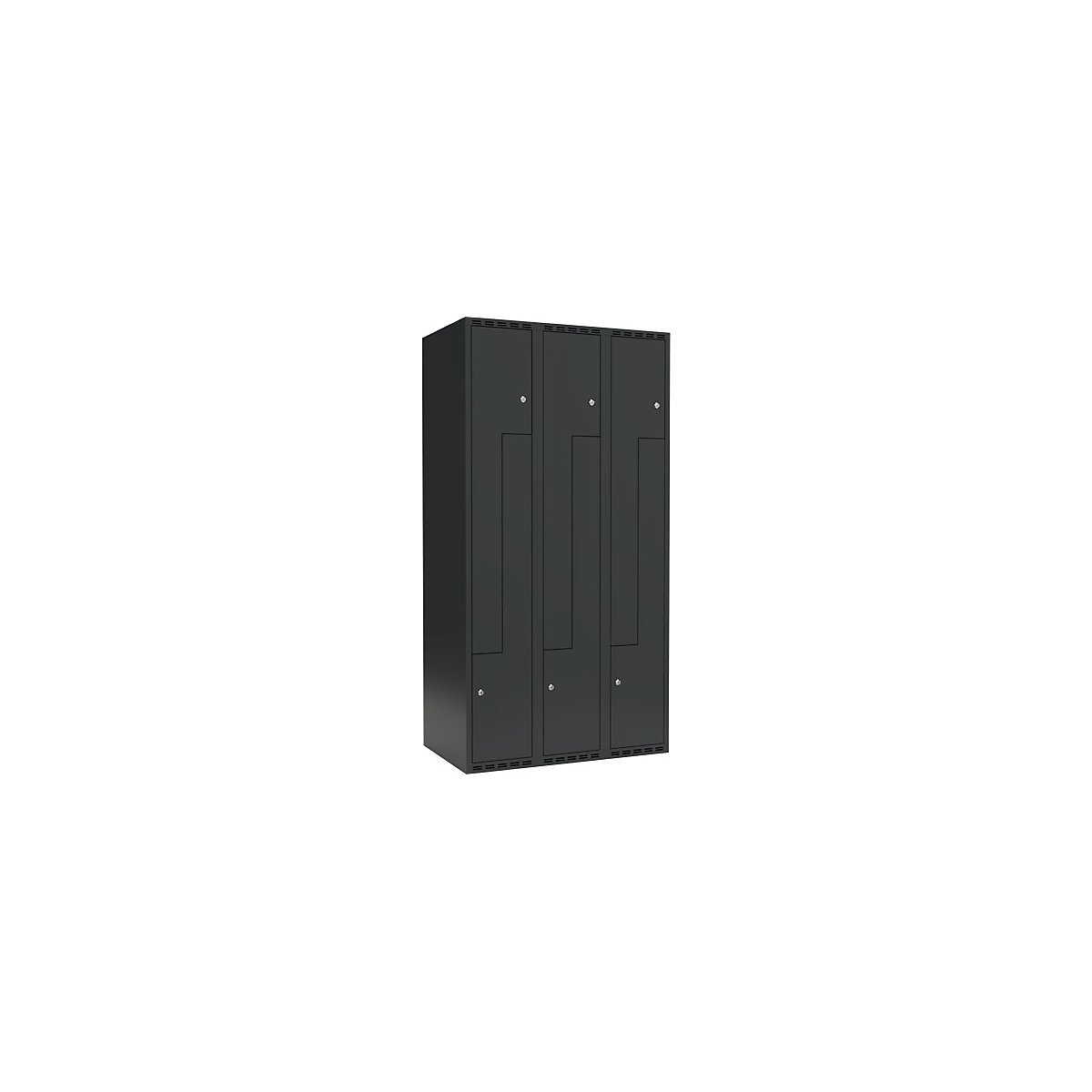 Cacifo em Z Fydor, 3 compartimentos, cinzento, L 900 mm, 3 compartimentos, forma de teto plano, fechadura de cilindro-0