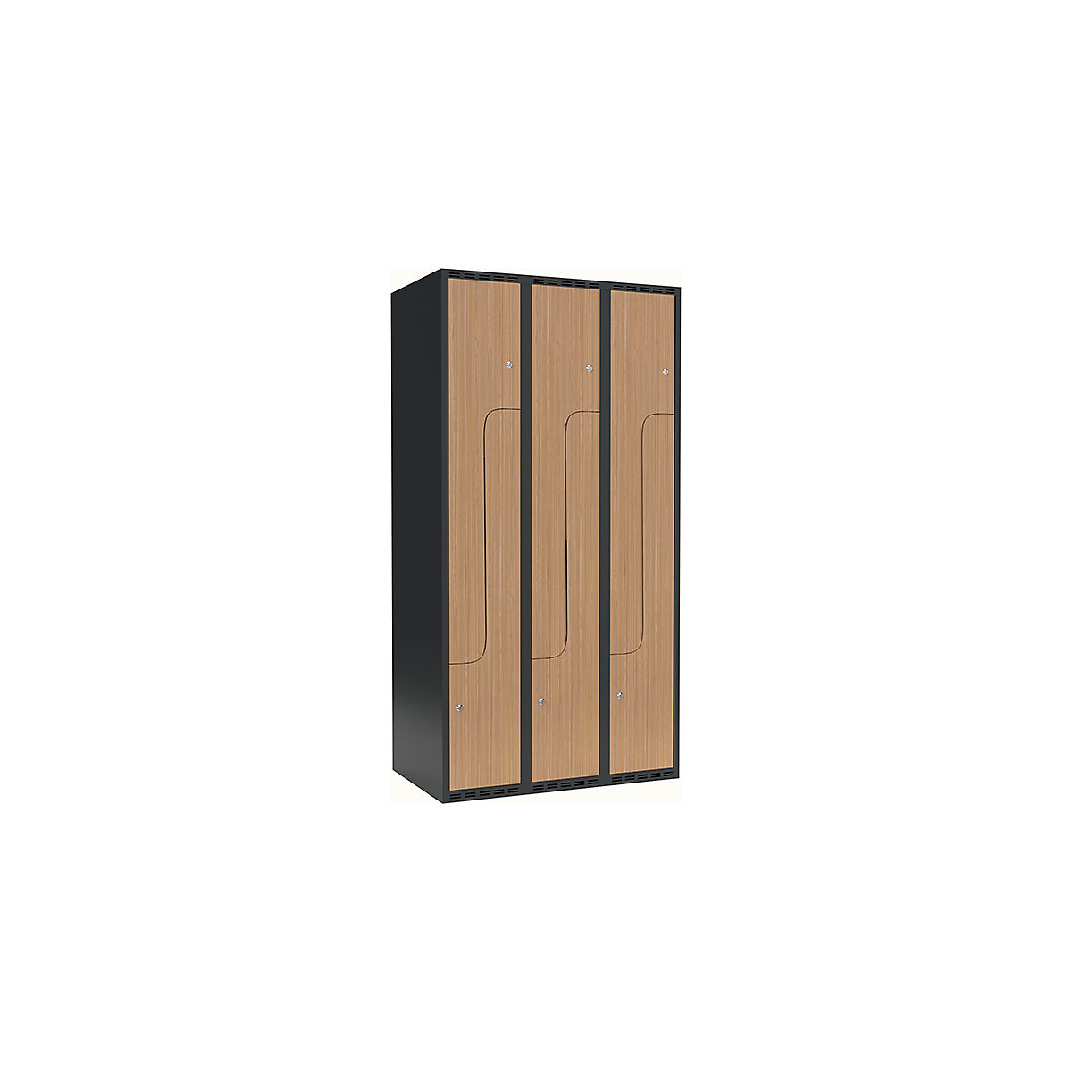 Cacifo em Z Fydor, 3 compartimentos, cinzento/carvalho, L 900 mm, 3 compartimentos, forma de teto plano, fechadura de cilindro-0