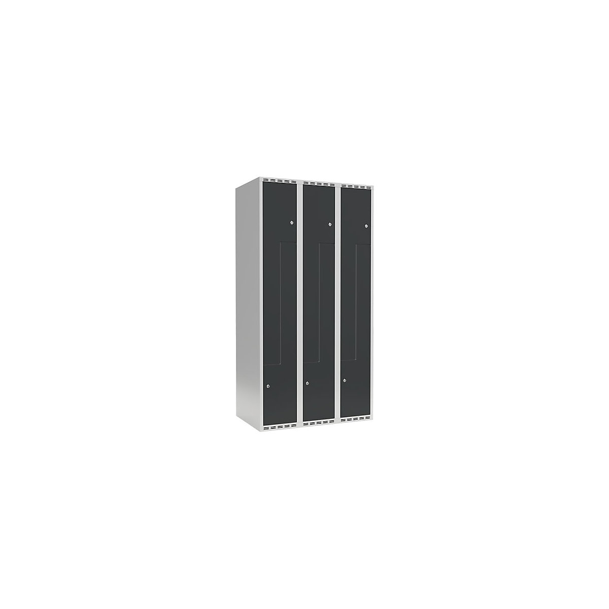 Cacifo em Z Fydor, 3 compartimentos, cinzento claro/cinzento, L 900 mm, 3 compartimentos, forma de teto plano, fechadura de cilindro-0