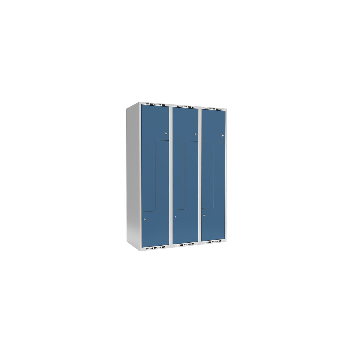 Cacifo em Z Fydor, 3 compartimentos, cinzento claro/azul brilhante, L 1200 mm, 3 compartimentos, forma de teto plano, fechadura de cilindro-0