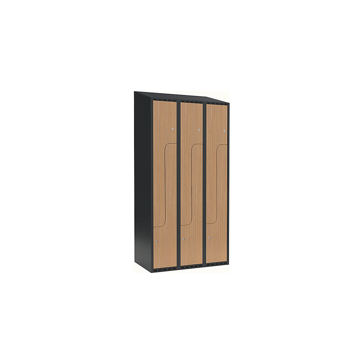 Cacifo em Z Fydor, 3 compartimentos, cinzento/carvalho, L 900 mm, 3 compartimentos, forma de teto inclinado, fechadura de cilindro-0