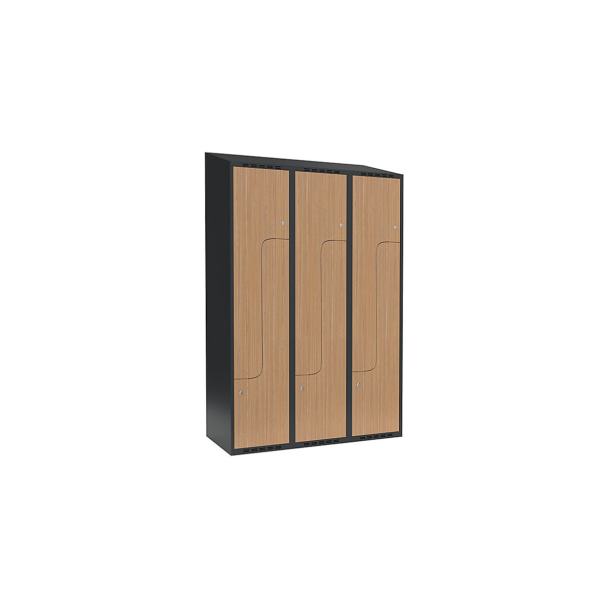 Cacifo em Z Fydor, 3 compartimentos, cinzento/carvalho, L 1200 mm, 3 compartimentos, forma de teto inclinado, fechadura de cilindro-0