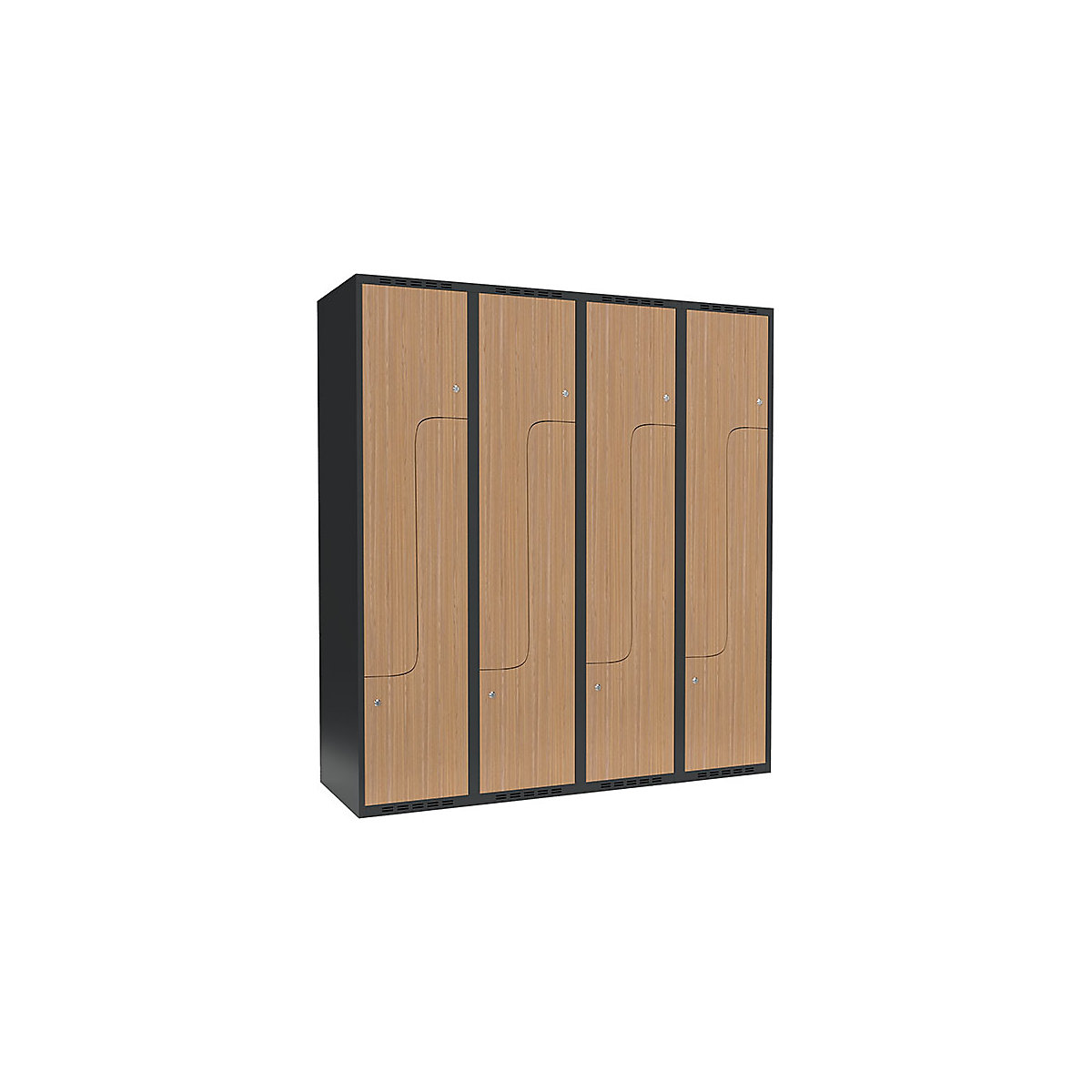 Cacifo em Z Fydor, 4 compartimentos, cinzento/carvalho, L 1200 mm, 4 compartimentos, forma de teto plano, fechadura de cilindro-0