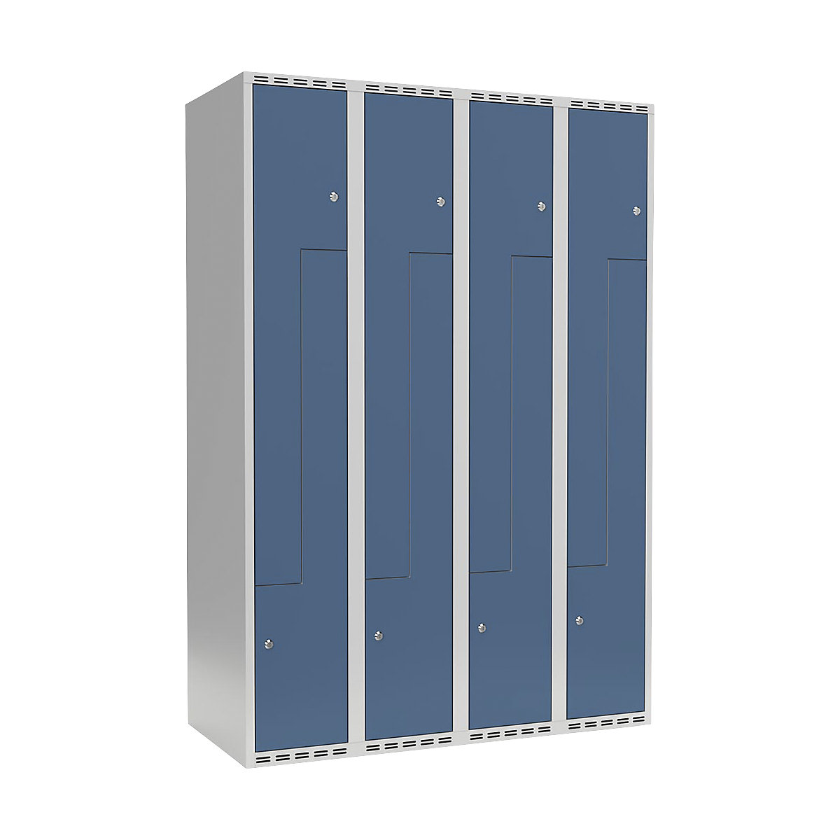 Cacifo em Z Fydor, 4 compartimentos, cinzento claro/azul brilhante, L 1200 mm, 4 compartimentos, forma de teto plano, fechadura de cilindro-0