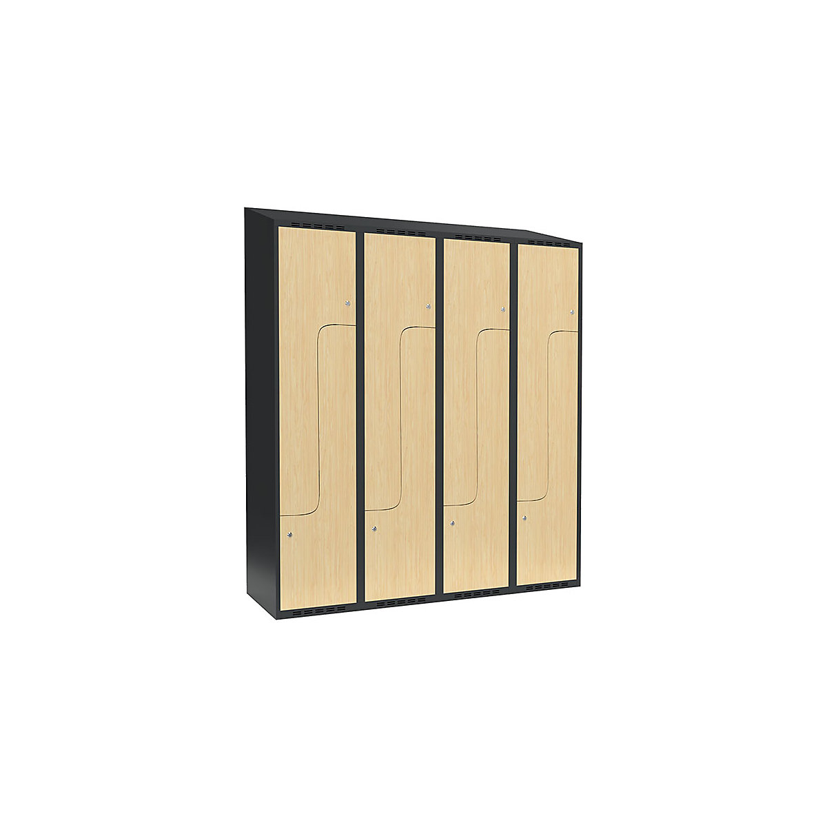 Cacifo em Z Fydor, 4 compartimentos, cinzento/bétula, L 1200 mm, 4 compartimentos, forma de teto inclinado, fechadura de cilindro-0