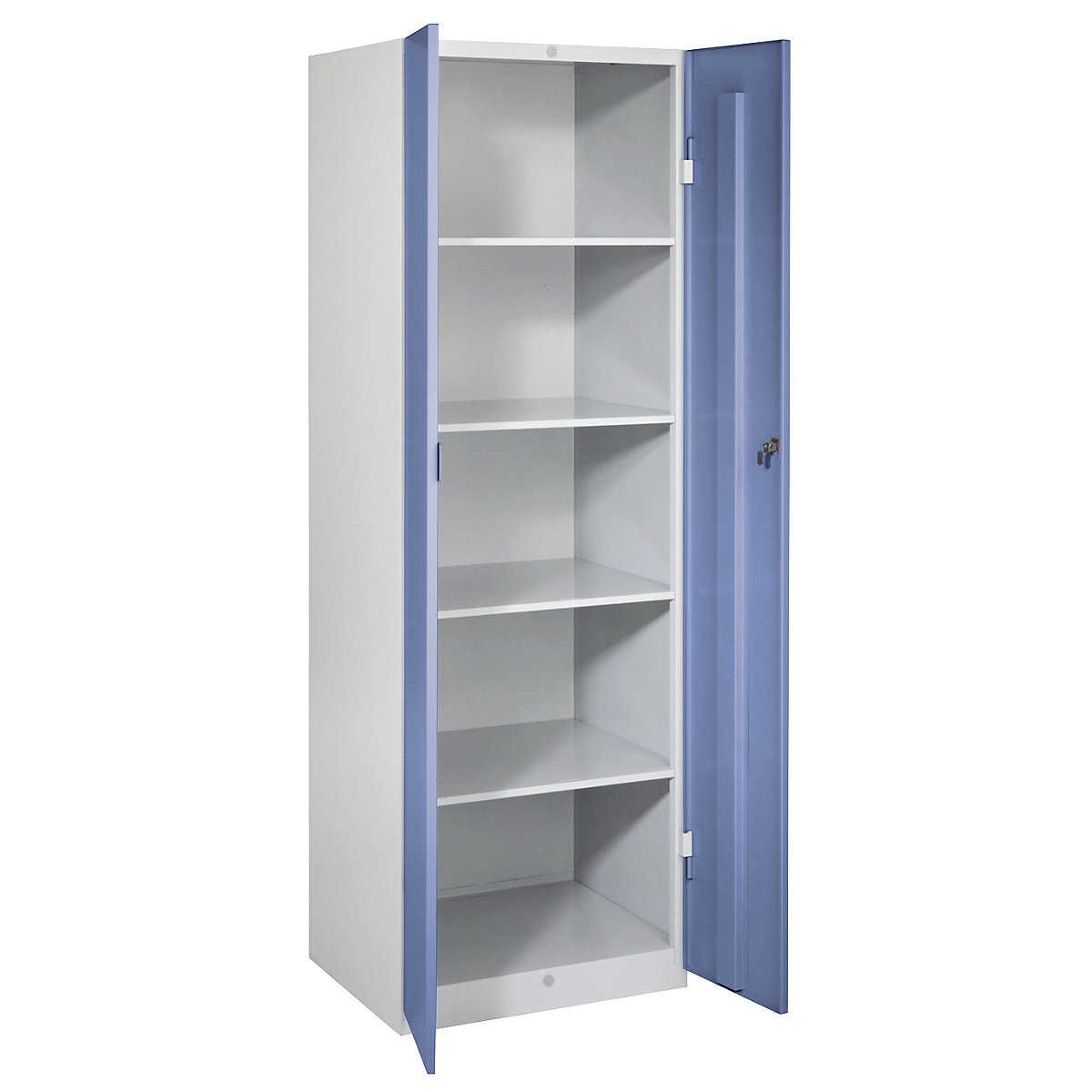 Cacifo para material de limpeza Frankfurt – Wolf, 4 prateleiras, portas azul pomba-0