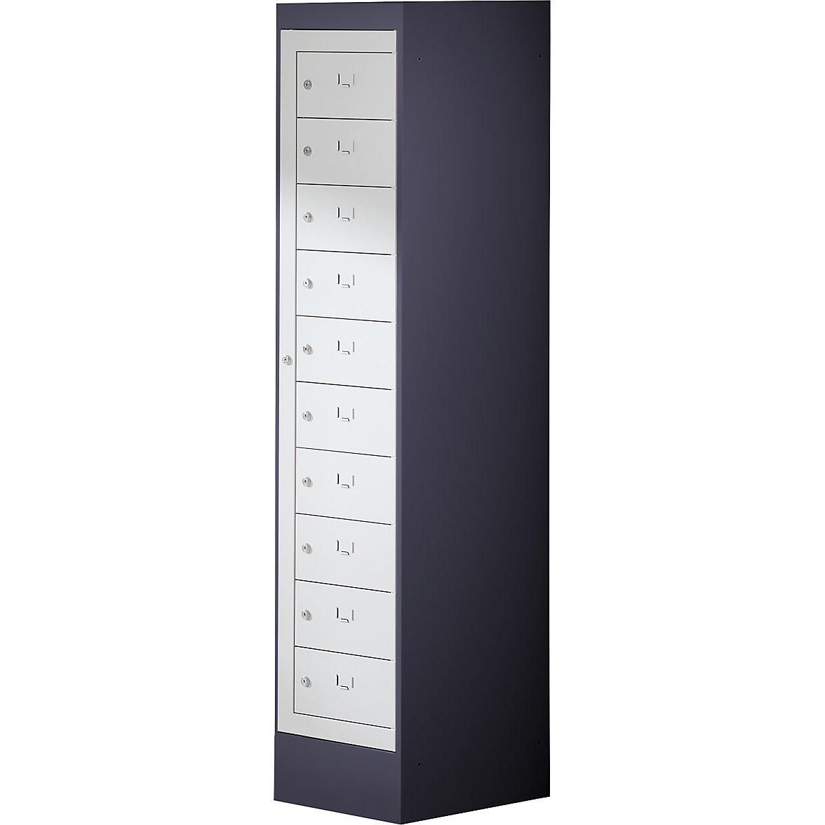 Armário para portáteis, 10 compartimentos, AxL 1900 x 400 mm, preto acinzentado / cinzento claro-0