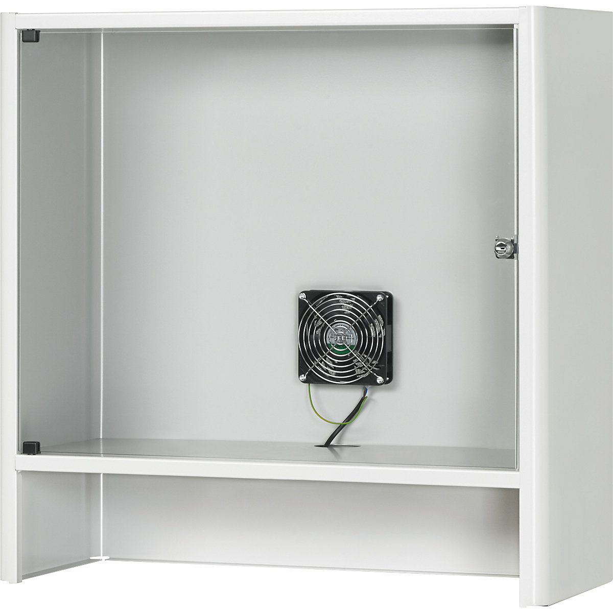 Caixa para monitor com ventilador ativo integrado – RAU, AxLxP 710 x 720 x 300 mm, cinzento claro RAL 7035-0