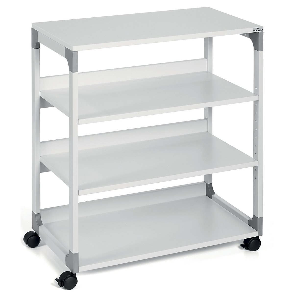 Carrinho multifunções/para impressoras – DURABLE, 4 prateleiras, cinzento claro-0