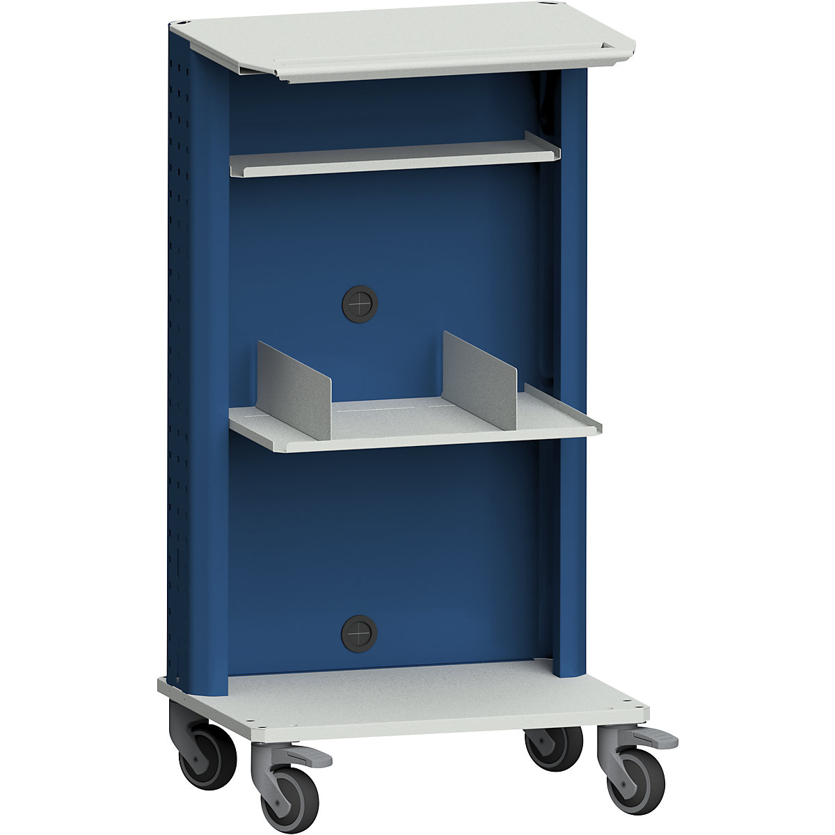 Carros para portáteis / equipamentos – ANKE, com placa de apoio adicional, 2 suportes para livros, cinzento/azul-0