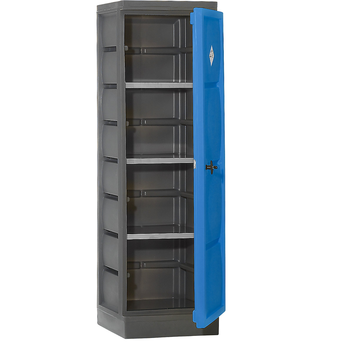 Armário protetor do meio ambiente em PE – eurokraft pro, 1 porta, prateleiras em aço inoxidável-0
