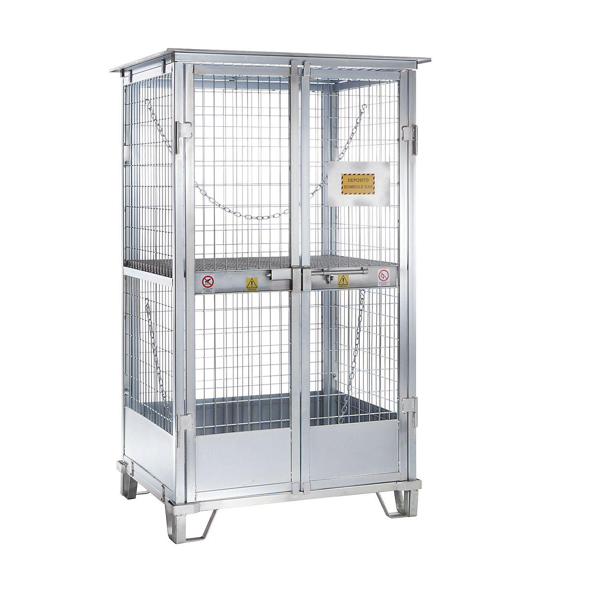 Depósito para garrafas de gás, AxLxP 2100 x 1235 x 1070 mm, com fundo intermédio fixo-0