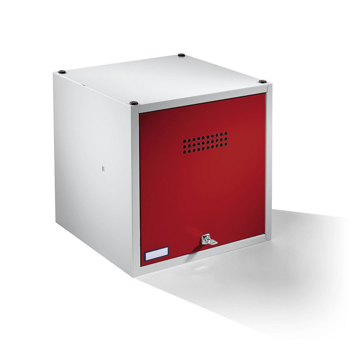 Cacifo individual Köln, extensível – Wolf, AxLxP 500 x 500 x 500 mm, com fechadura de cilindro de segurança, porta em vermelho fogo-0