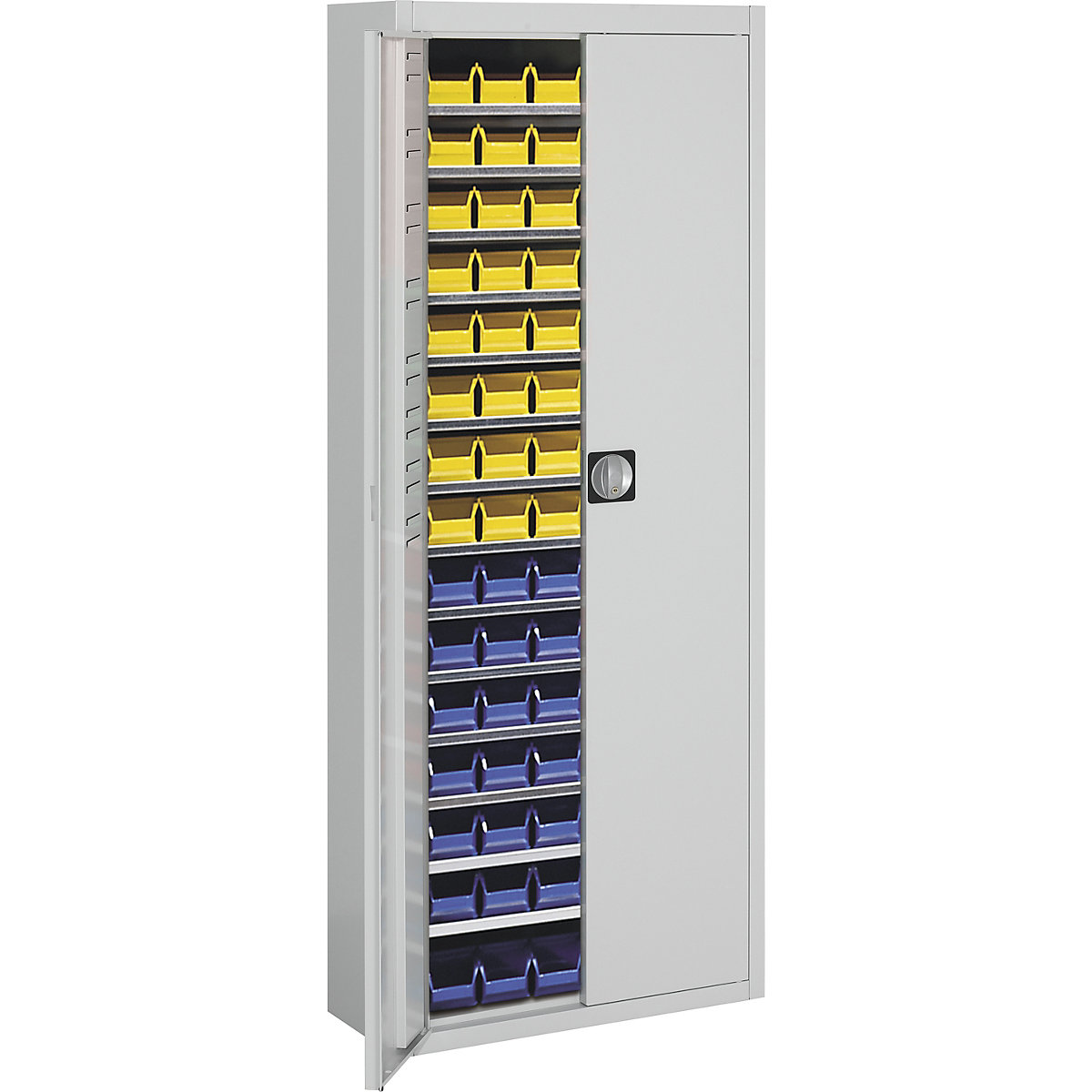 Armadio magazzino con cassette – mauser, alt. x largh. x prof. 1740 x 680 x 280 mm, tinta unita, grigio, 90 cassettine-0