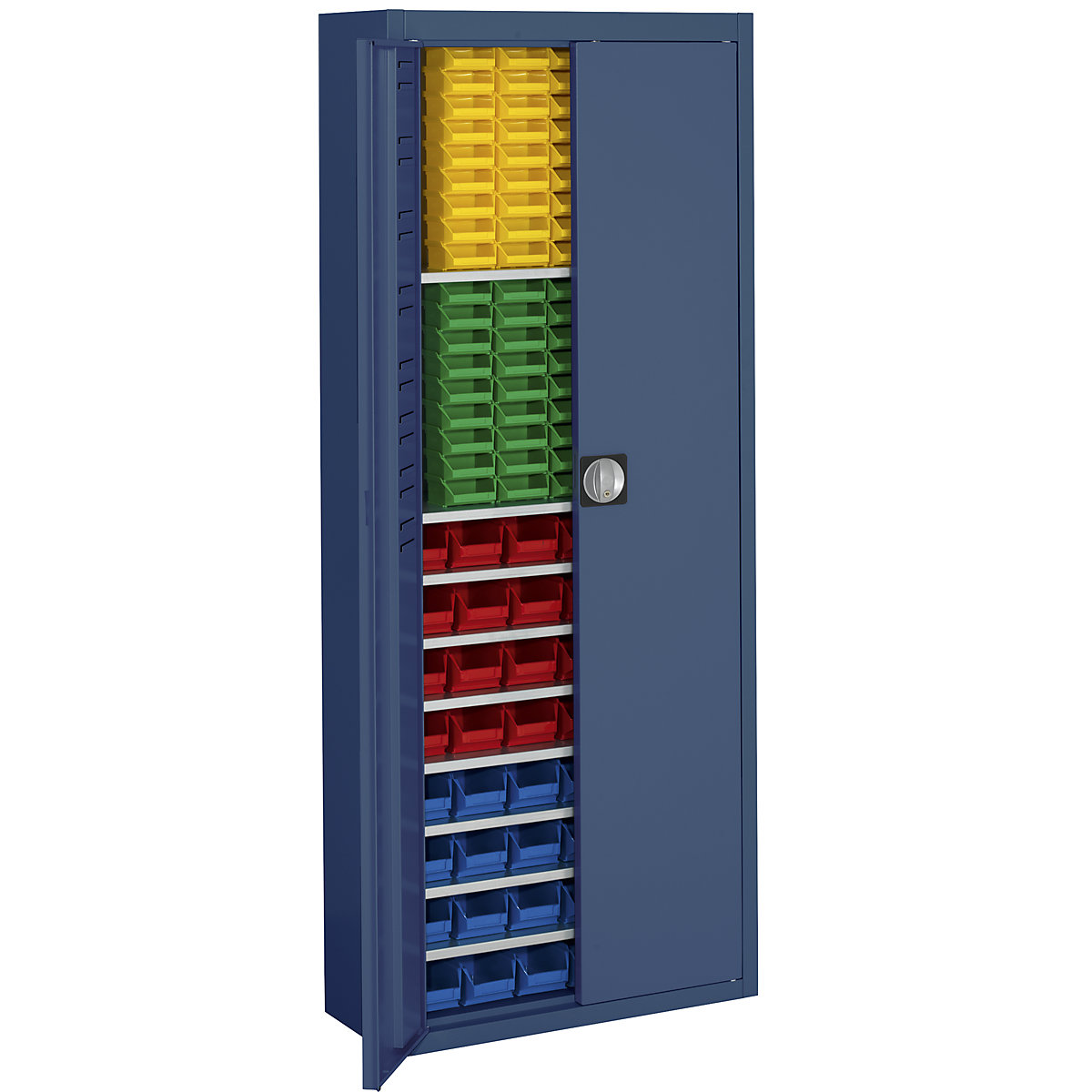 Armadio magazzino con cassette – mauser, alt. x largh. x prof. 1740 x 680 x 280 mm, tinta unita, blu, 138 cassettine-0