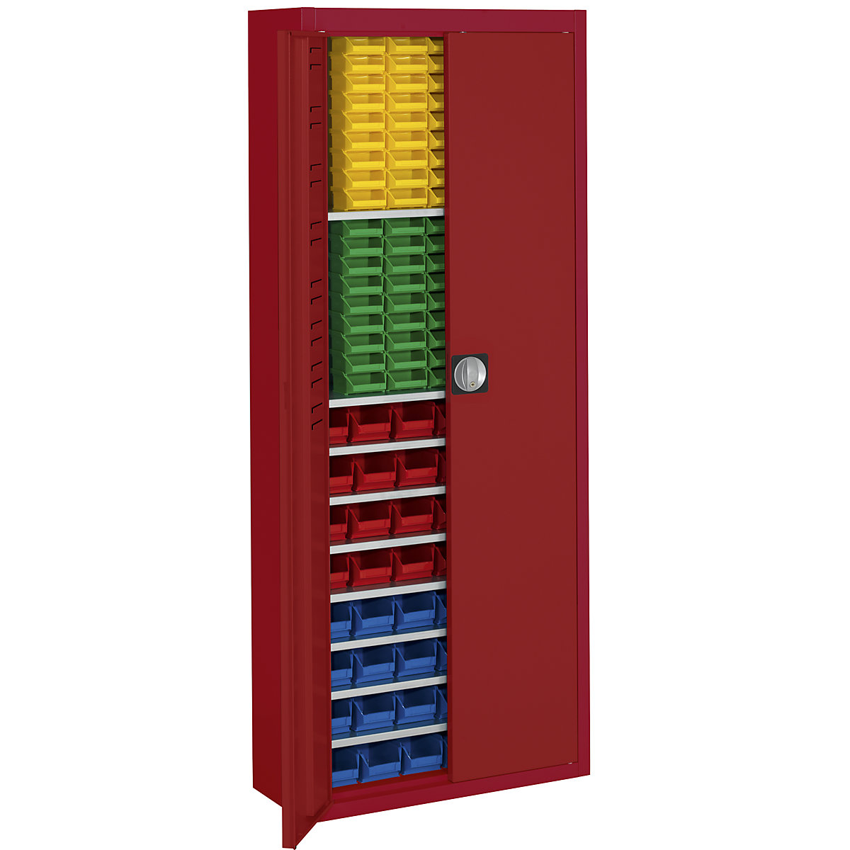 Armadio magazzino con cassette – mauser, alt. x largh. x prof. 1740 x 680 x 280 mm, tinta unita, rosso, 138 cassettine-0