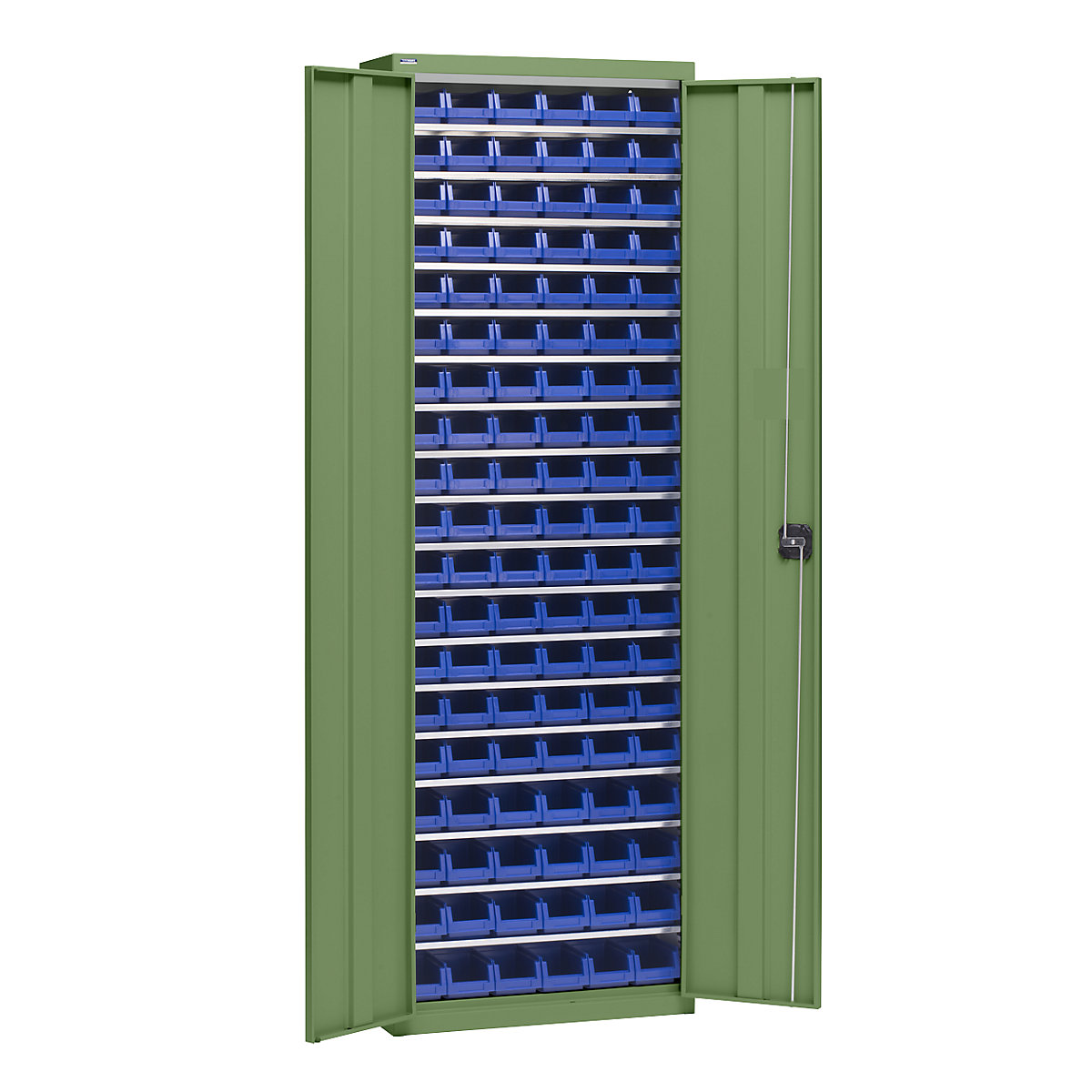 Armadio portamateriale con cassettine – eurokraft pro, altezza 2000 mm, 18 ripiani, verde reseda-0