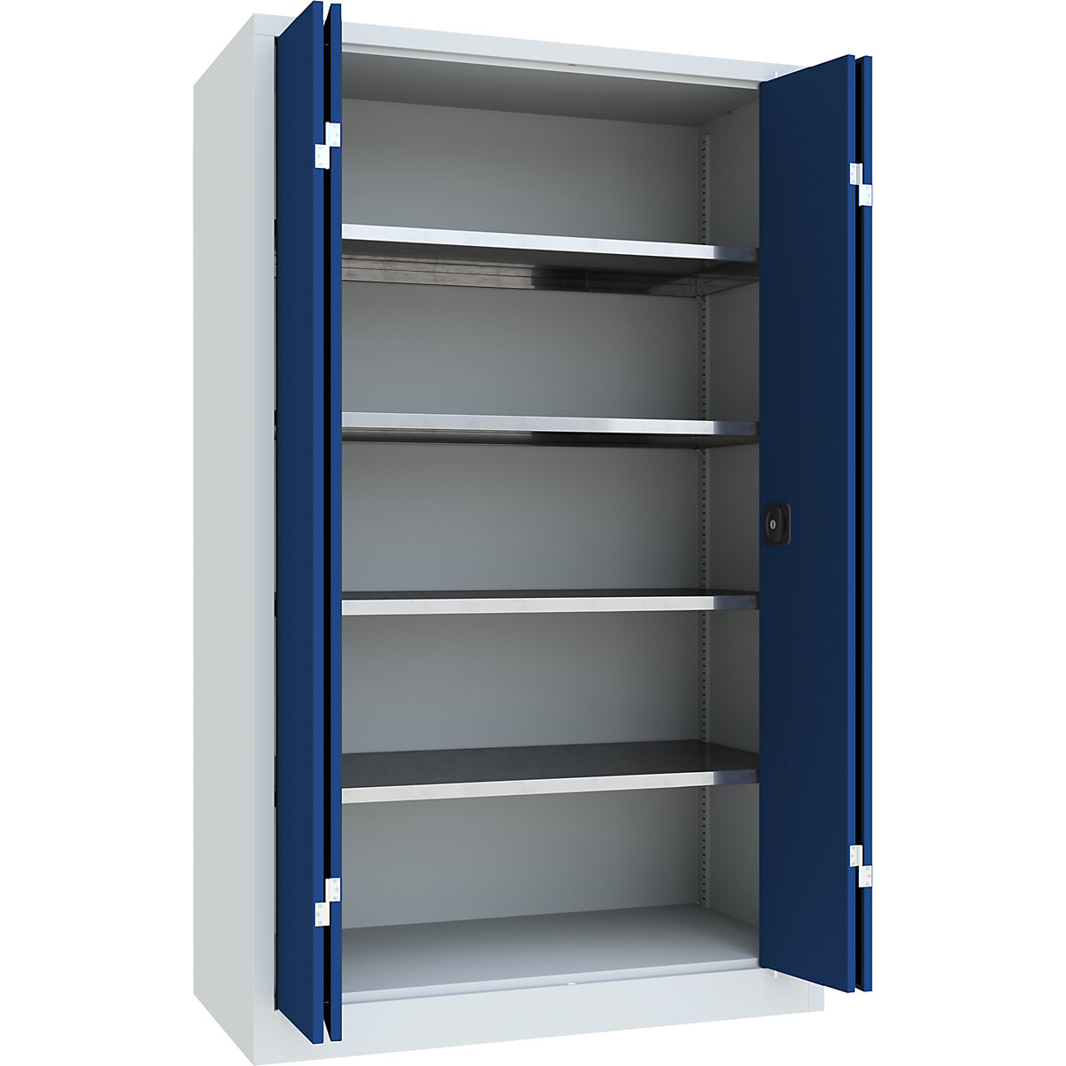 Armadio con ante a libro, altezza 1950 mm – Pavoy, larghezza 1200 mm, profondità 600 mm, grigio / blu-0