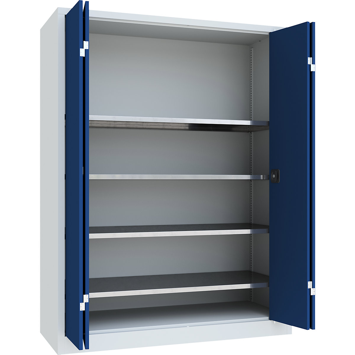Armadio con ante a libro, altezza 1950 mm – Pavoy, larghezza 1500 mm, profondità 600 mm, grigio / blu-0