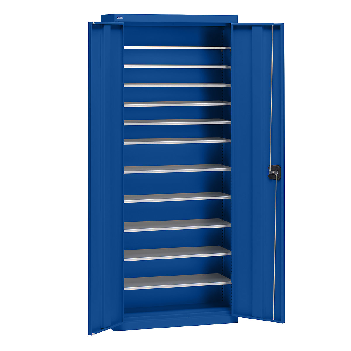 Armadio portamateriale in lamiera d'acciaio – eurokraft pro, altezza 1575 mm, blu genziana RAL 5010, 11 ripiani-0