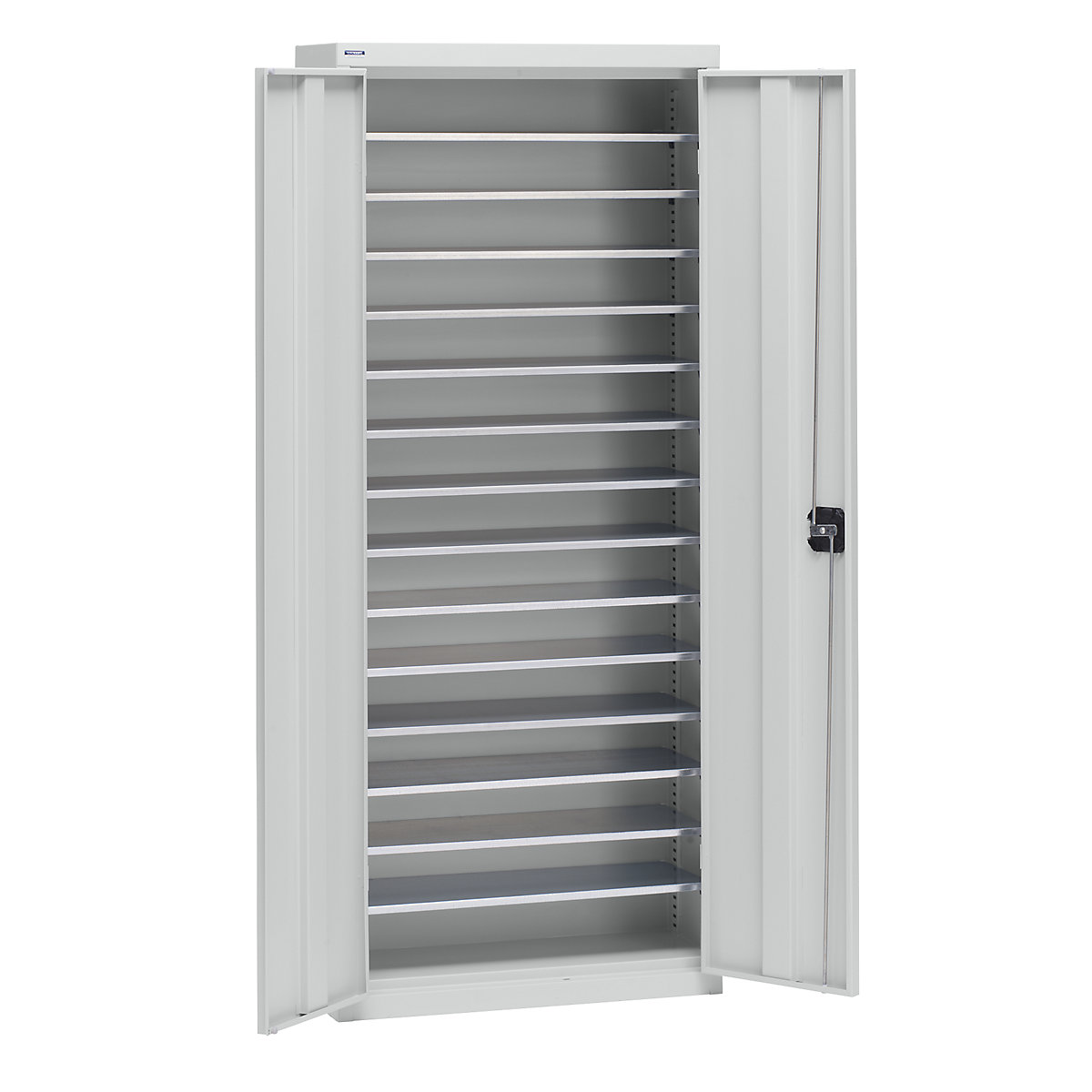 Armadio portamateriale in lamiera d'acciaio – eurokraft pro, altezza 1575 mm, grigio chiaro RAL 7035, 14 ripiani-0