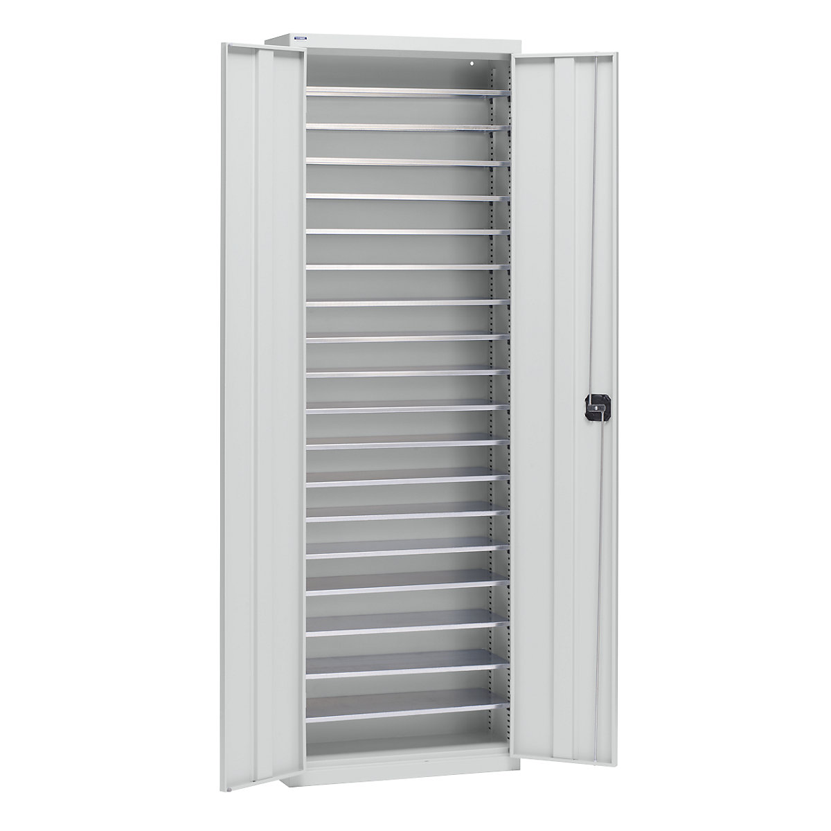 Armadio portamateriale in lamiera d'acciaio – eurokraft pro, altezza 2000 mm, grigio chiaro RAL 7035, 18 ripiani-0