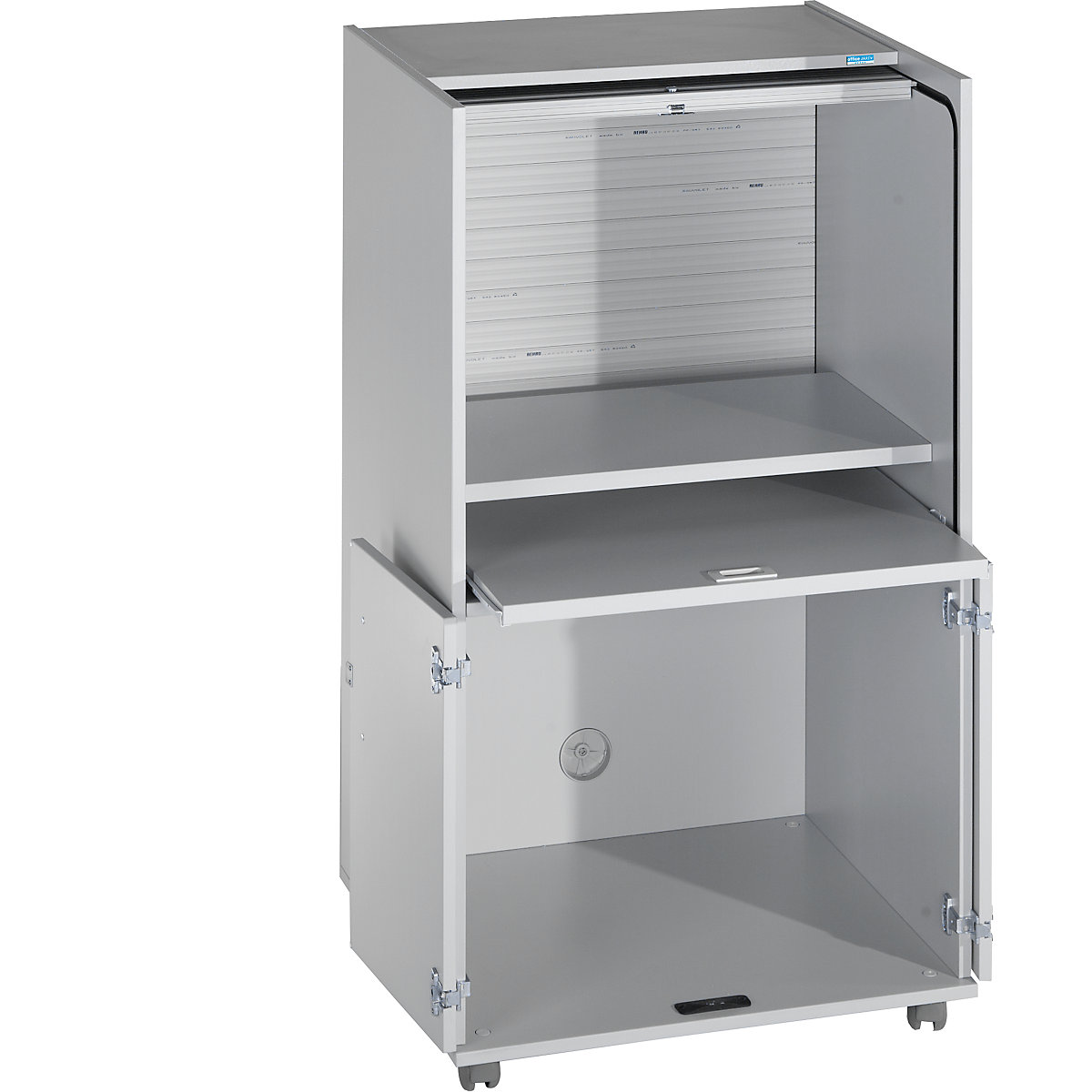 Armadio per computer con serranda in plastica, mobile su rotelle – eurokraft pro (Foto prodotto 2)-1