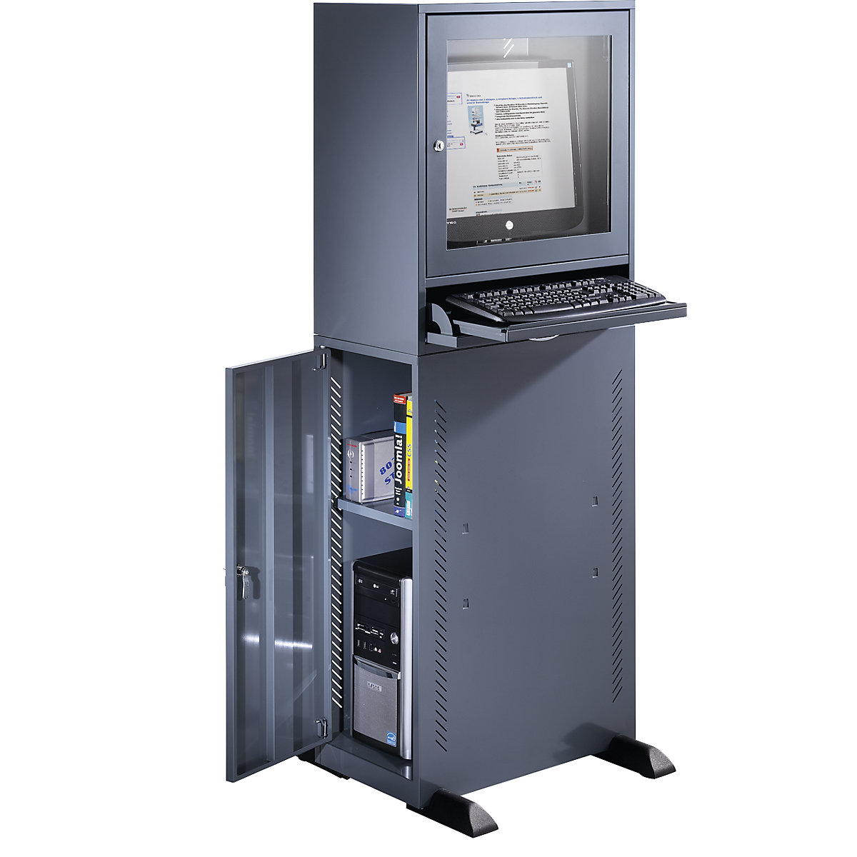 Armadio per computer – eurokraft basic, versione standard, grigio-azzurro-0