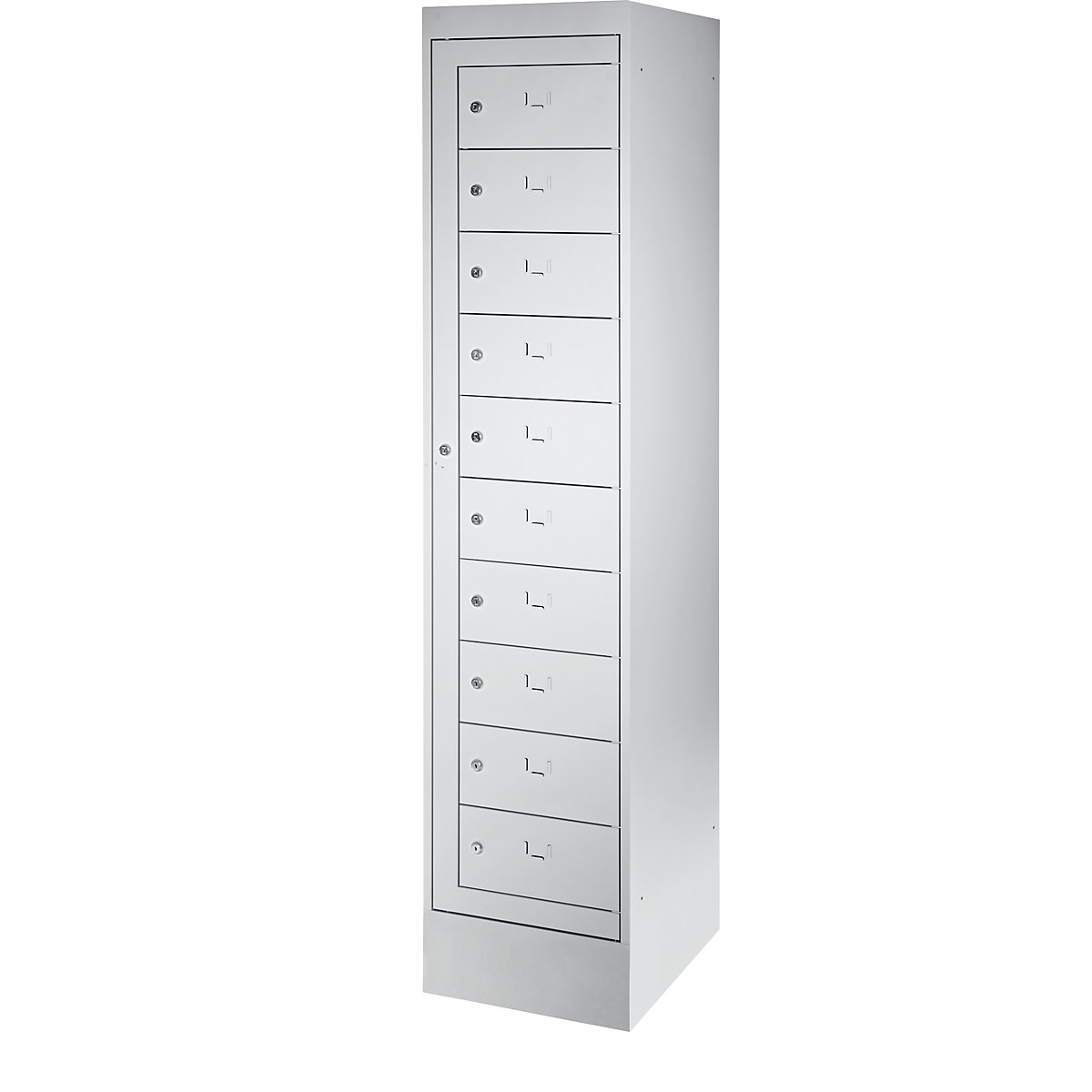 Armadio per laptop, 10 scomparti, alt. x largh. 1900 x 400 mm, grigio chiaro-0
