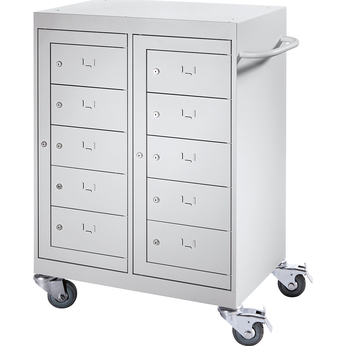 Carrello per laptop, 10 scomparti, grigio chiaro-0