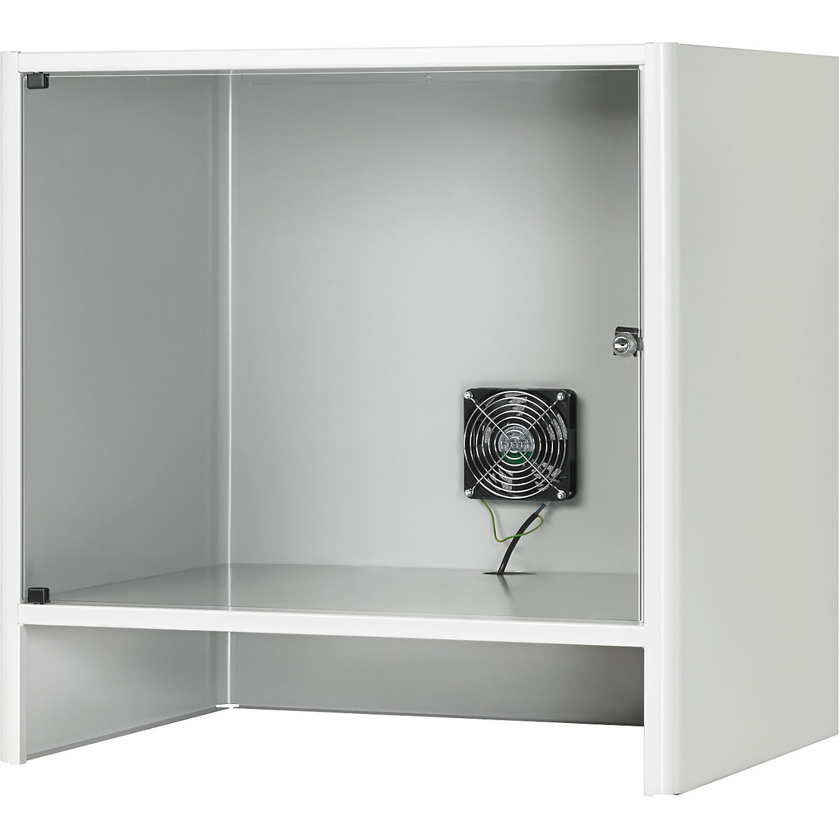 Vano per monitor con ventilazione attiva – RAU, alt. x largh. x prof. 710 x 720 x 550 mm, grigio chiaro RAL 7035-0