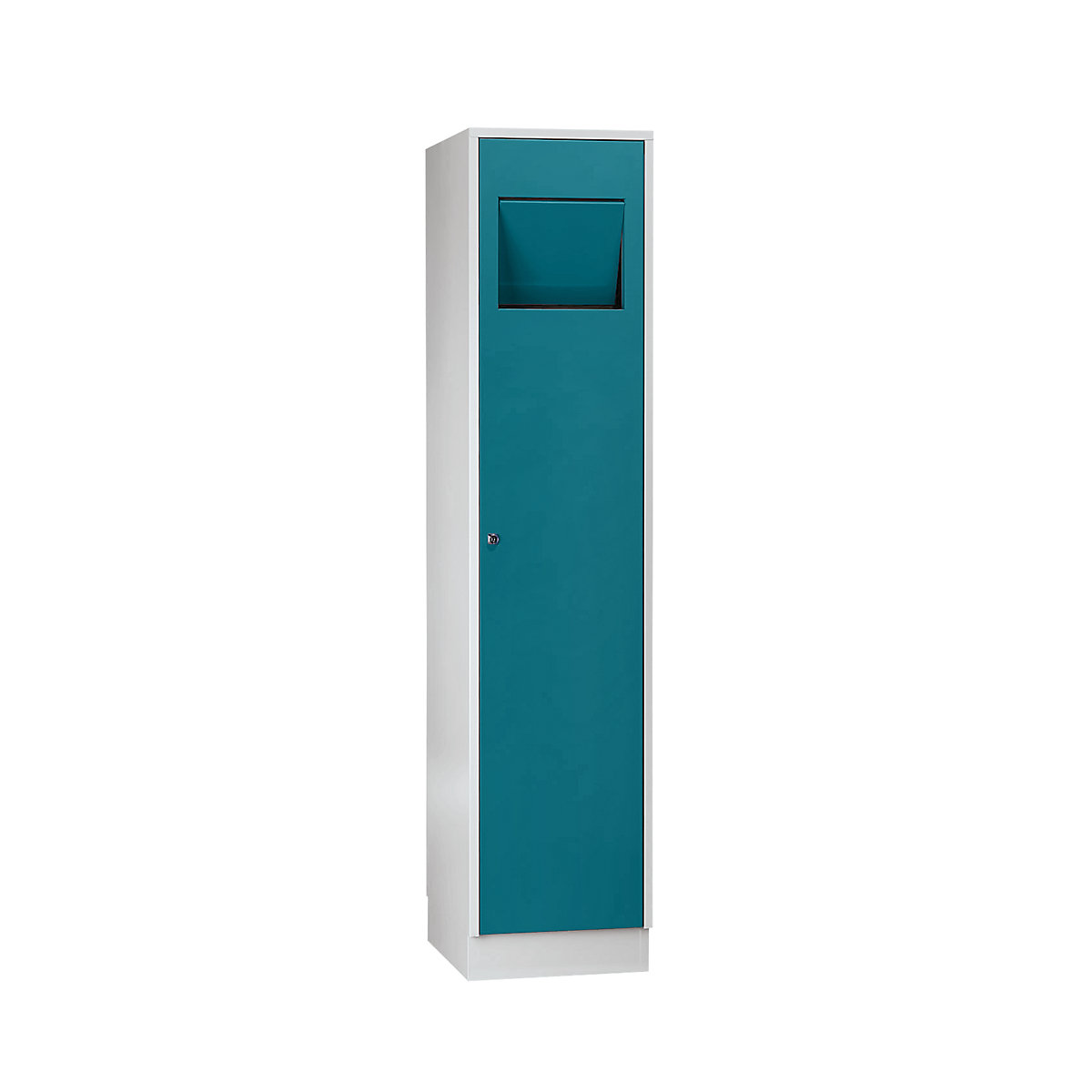 Armadietto portabiancheria – Wolf, con portello a chiusura automatica, blu acqua RAL 5021-0
