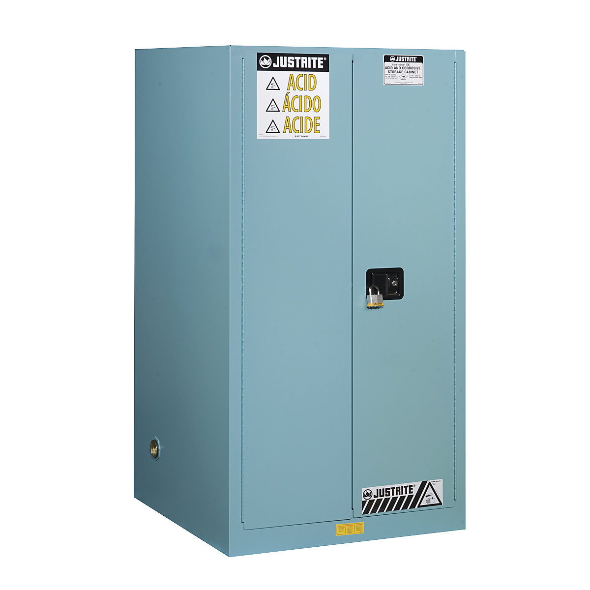 Armadio di sicurezza FM – Justrite, alt. x largh. x prof. 1651 x 864 x 864 mm, ante manuali, per acidi, basi, colore blu-0