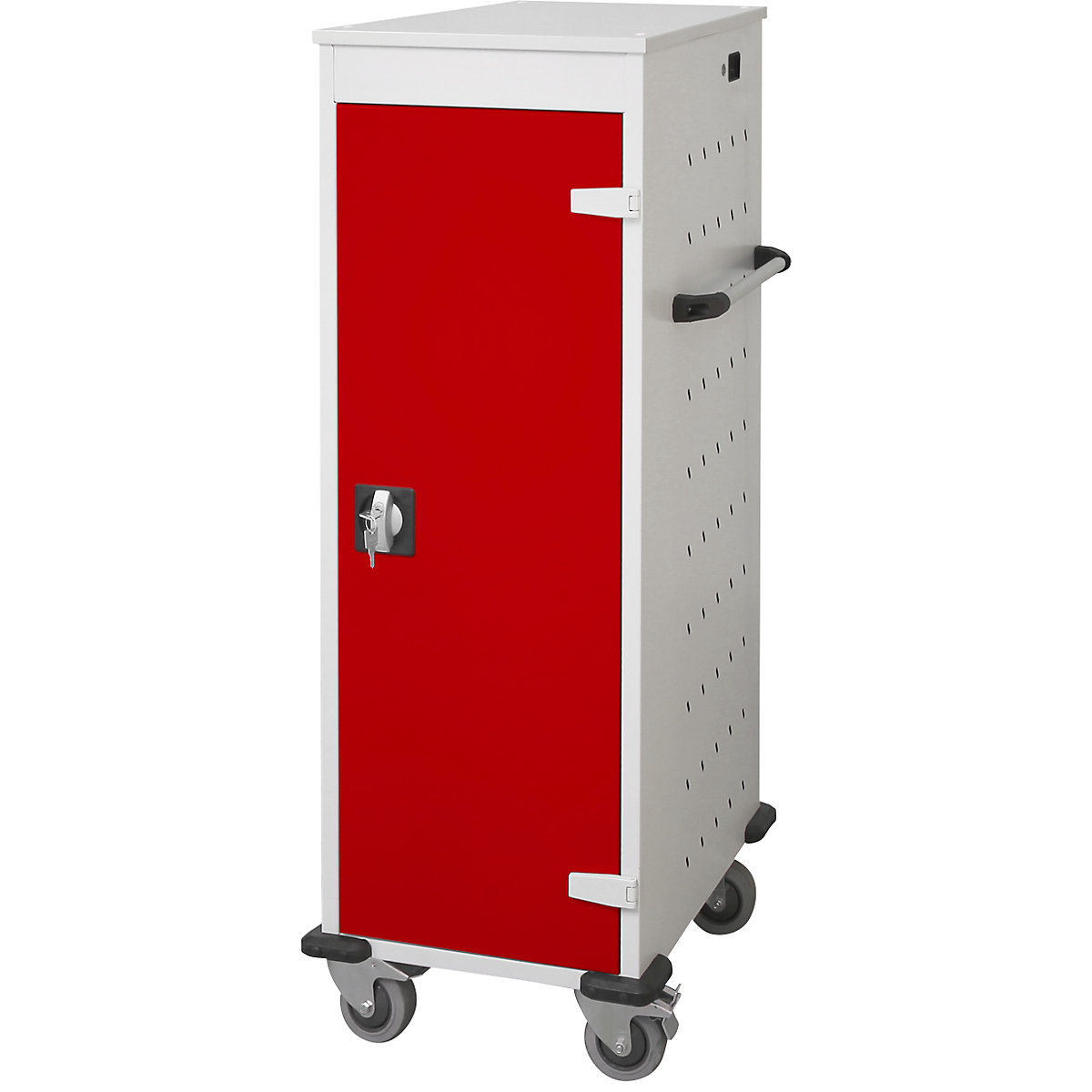 Carrello caricabatterie per laptop, con 10 scomparti, grigio chiaro / rosso traffico-0