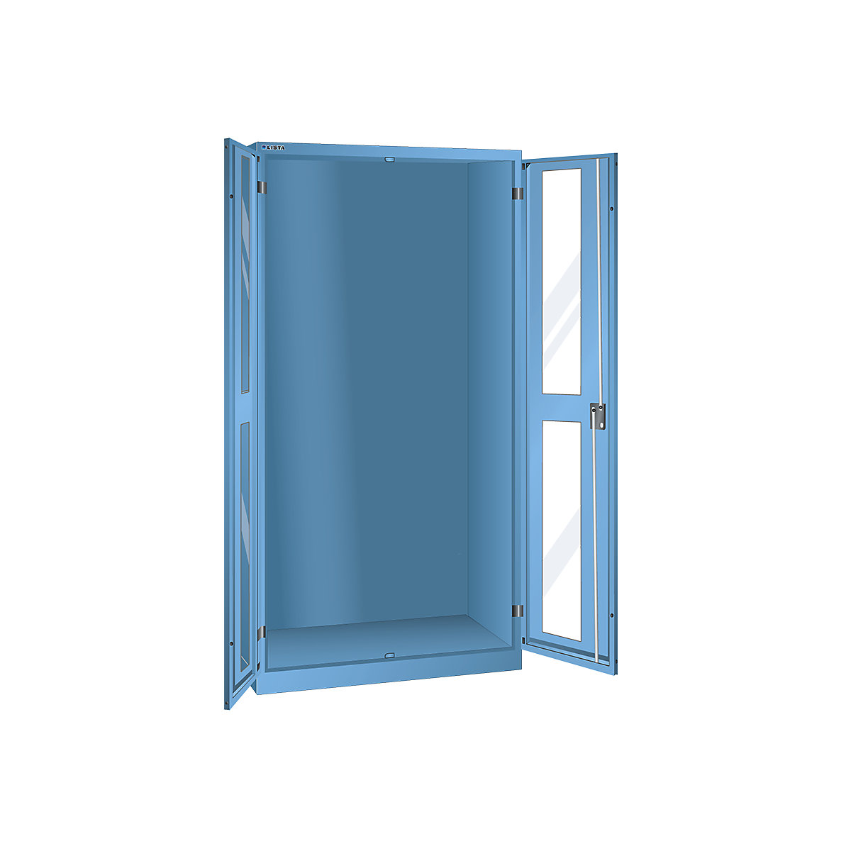 Armadio con ante vetrate, alt. x largh. x prof. 1950 x 1000 x 580 mm – LISTA, corpo vuoto, blu chiaro-8