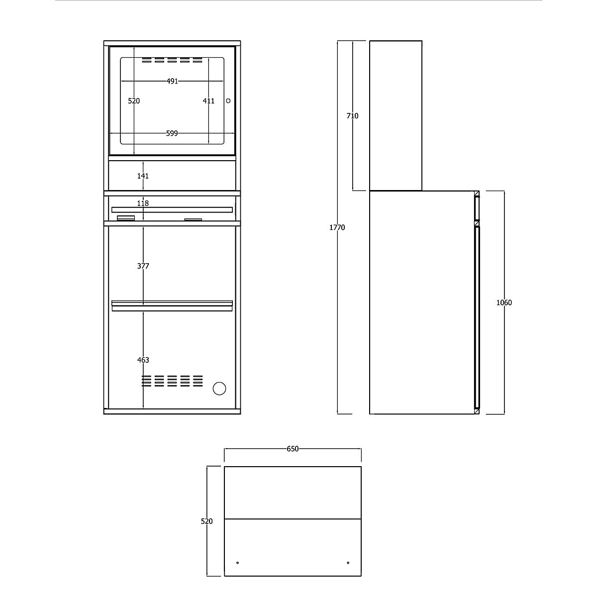Puesto de trabajo para ordenador, chapa de acero – eurokraft pro (Imagen del producto 3)-2