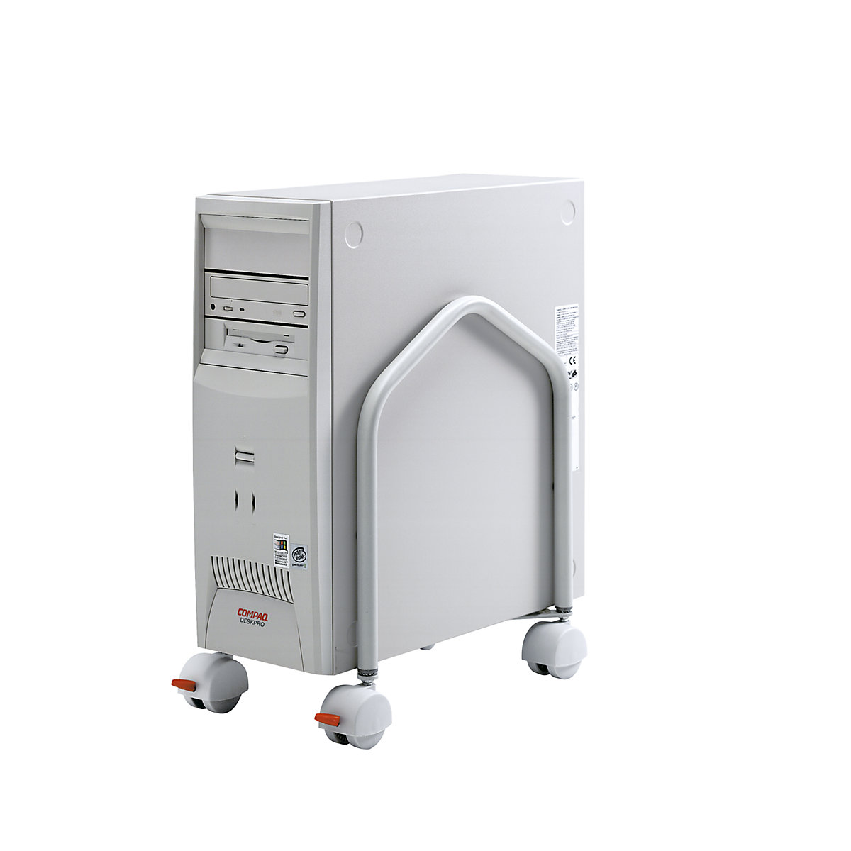 Soporte para CPU, rodante, H x P 400 x 330 mm – Twinco, montaje inclinado o sin inclinar, gris luminoso RAL 7035-0