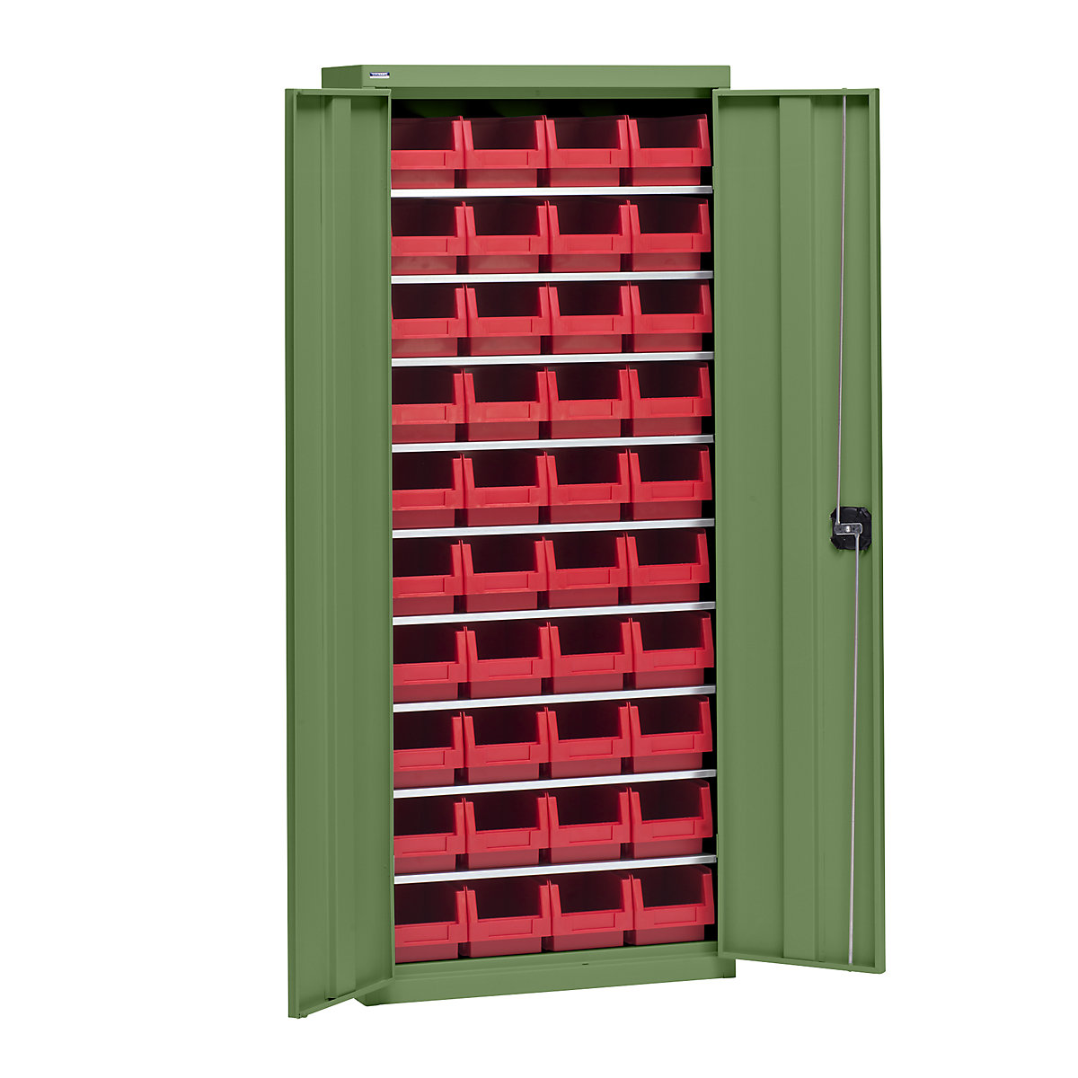 Armario para material con cajas de almacén – eurokraft pro, altura 1575 mm, 9 baldas, verde reseda-0