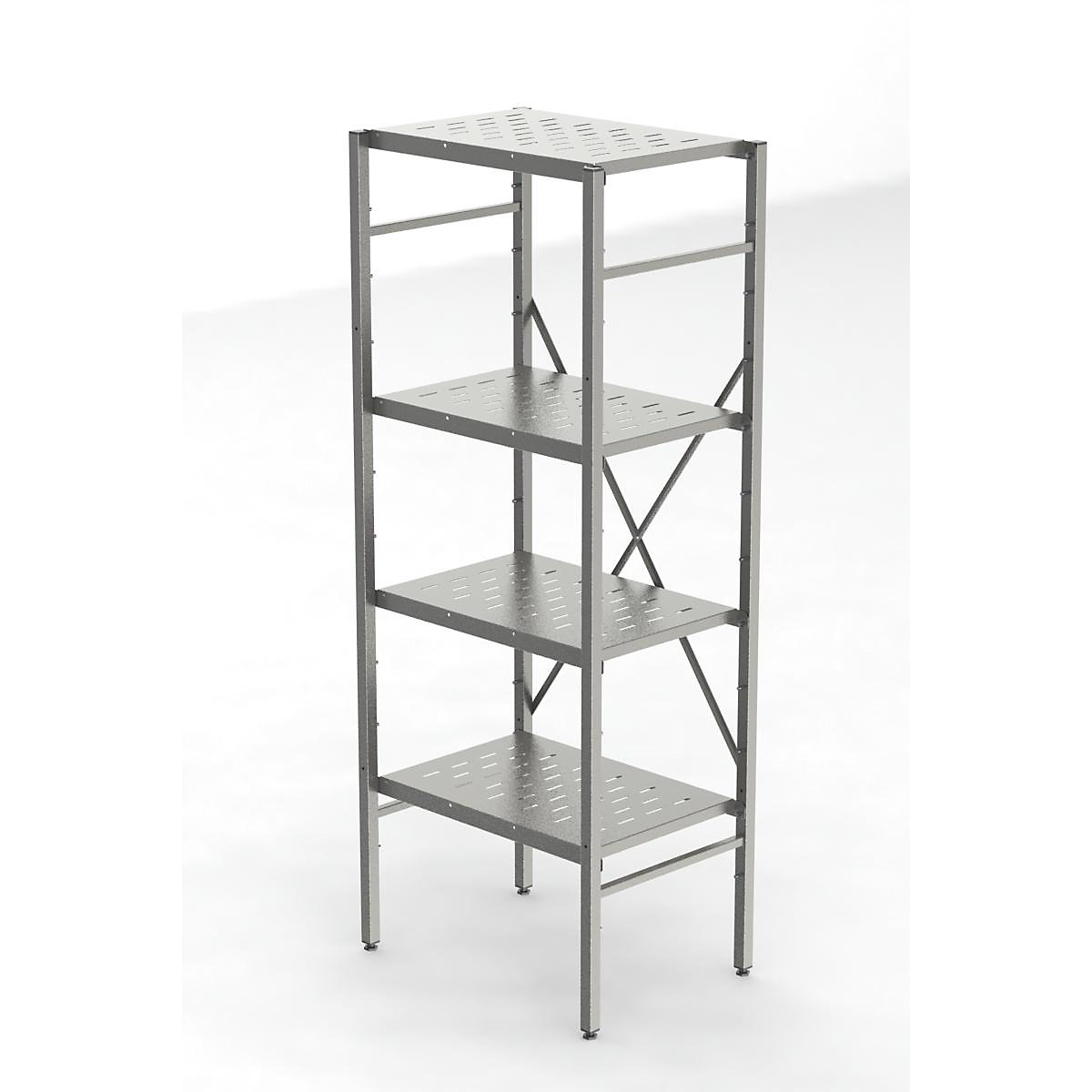 Estante de encaixar em aço inoxidável, 4 prateleiras perfuradas (Imagem do produto 3)-2
